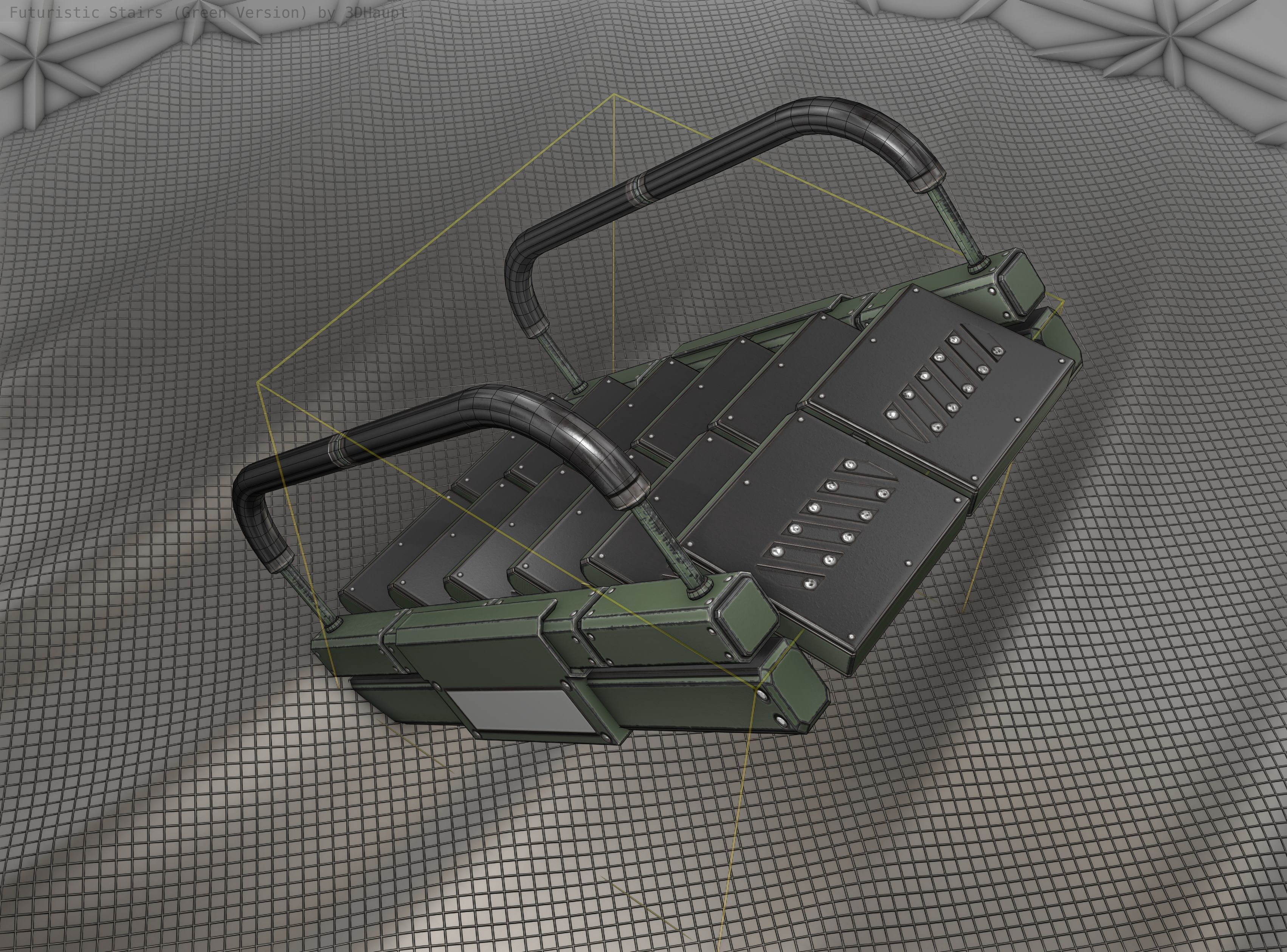 Sci-Fi Stairs - 7 - Green Version Low-poly 3D model_17