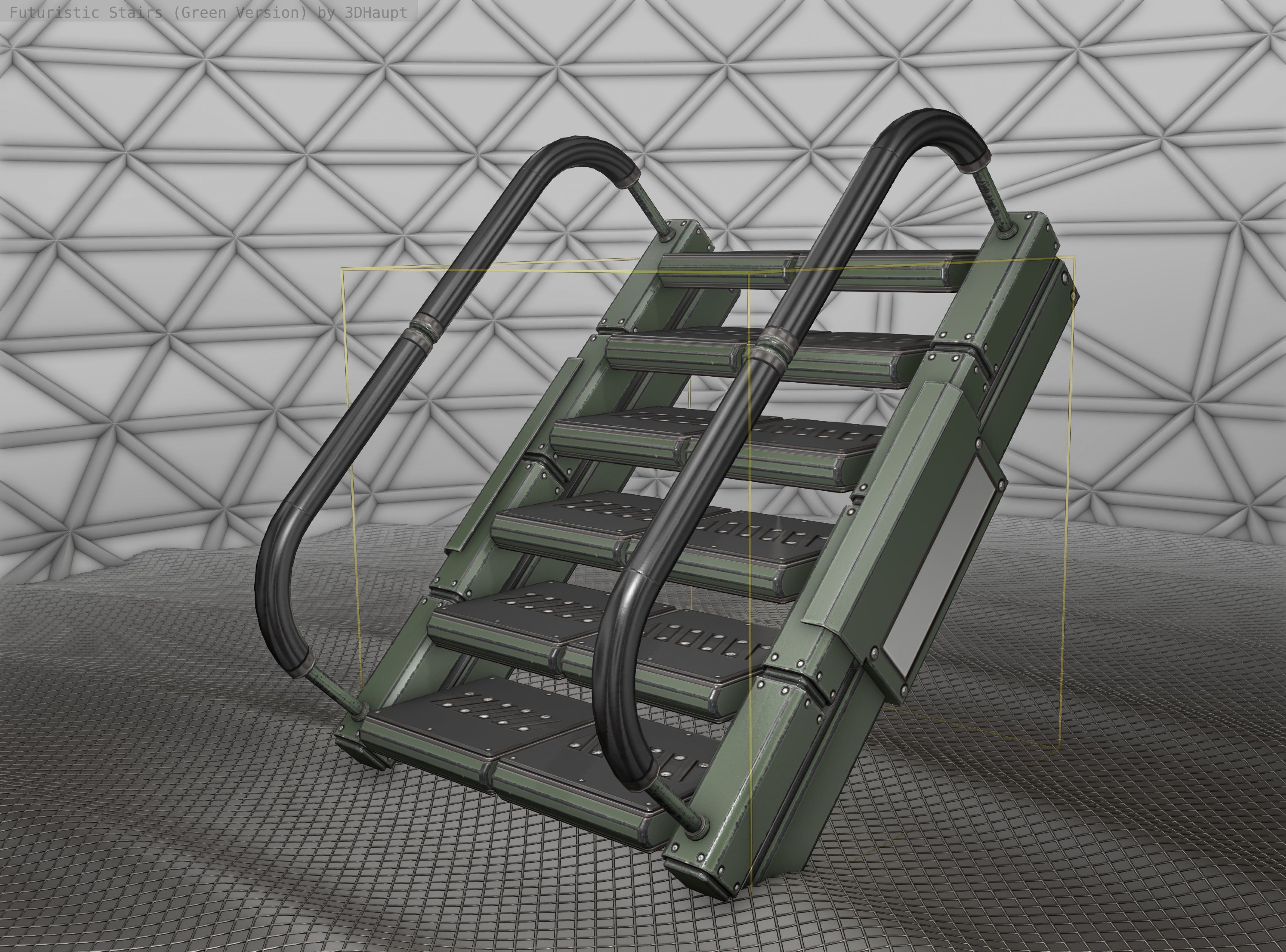 Sci-Fi Stairs - 7 - Green Version Low-poly 3D model_23