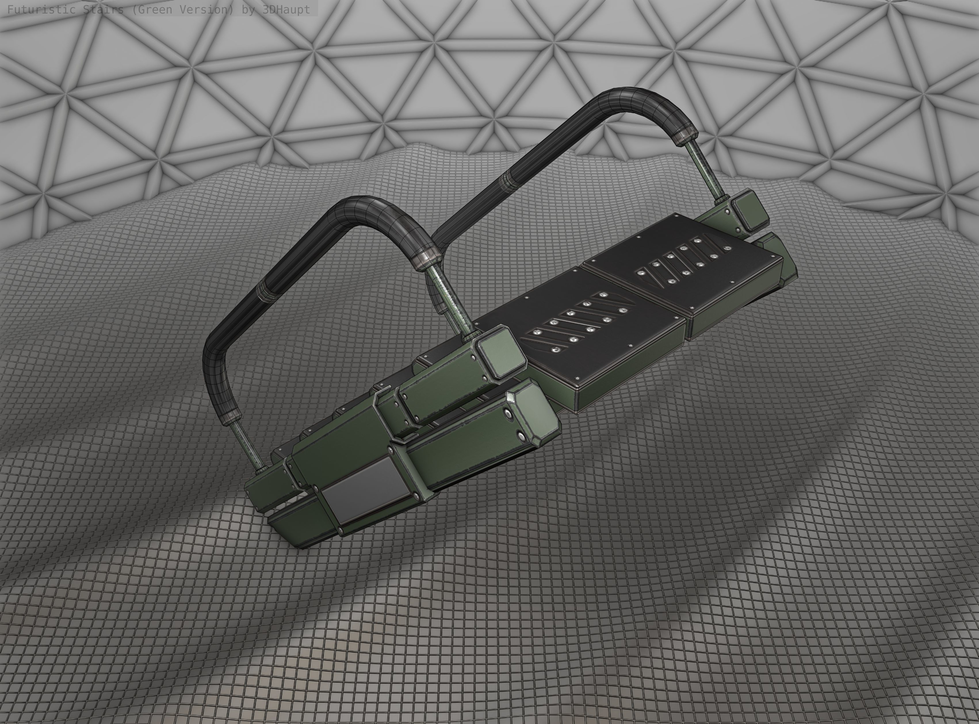 Sci-Fi Stairs - 7 - Green Version Low-poly 3D model_2