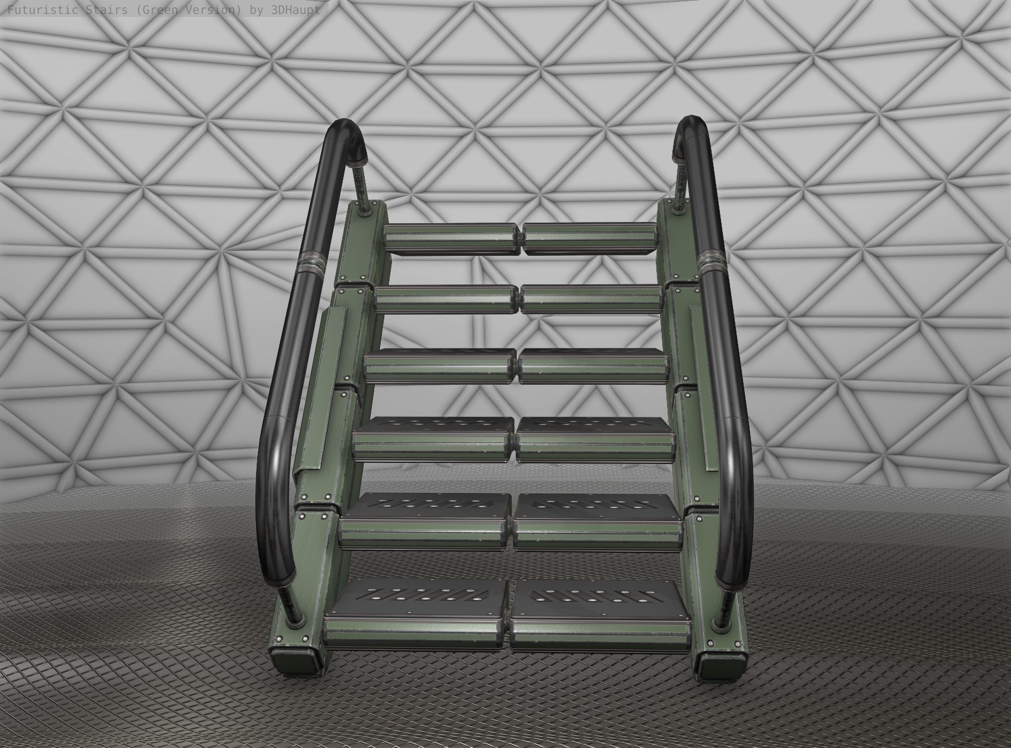 Sci-Fi Stairs - 7 - Green Version Low-poly 3D model_14