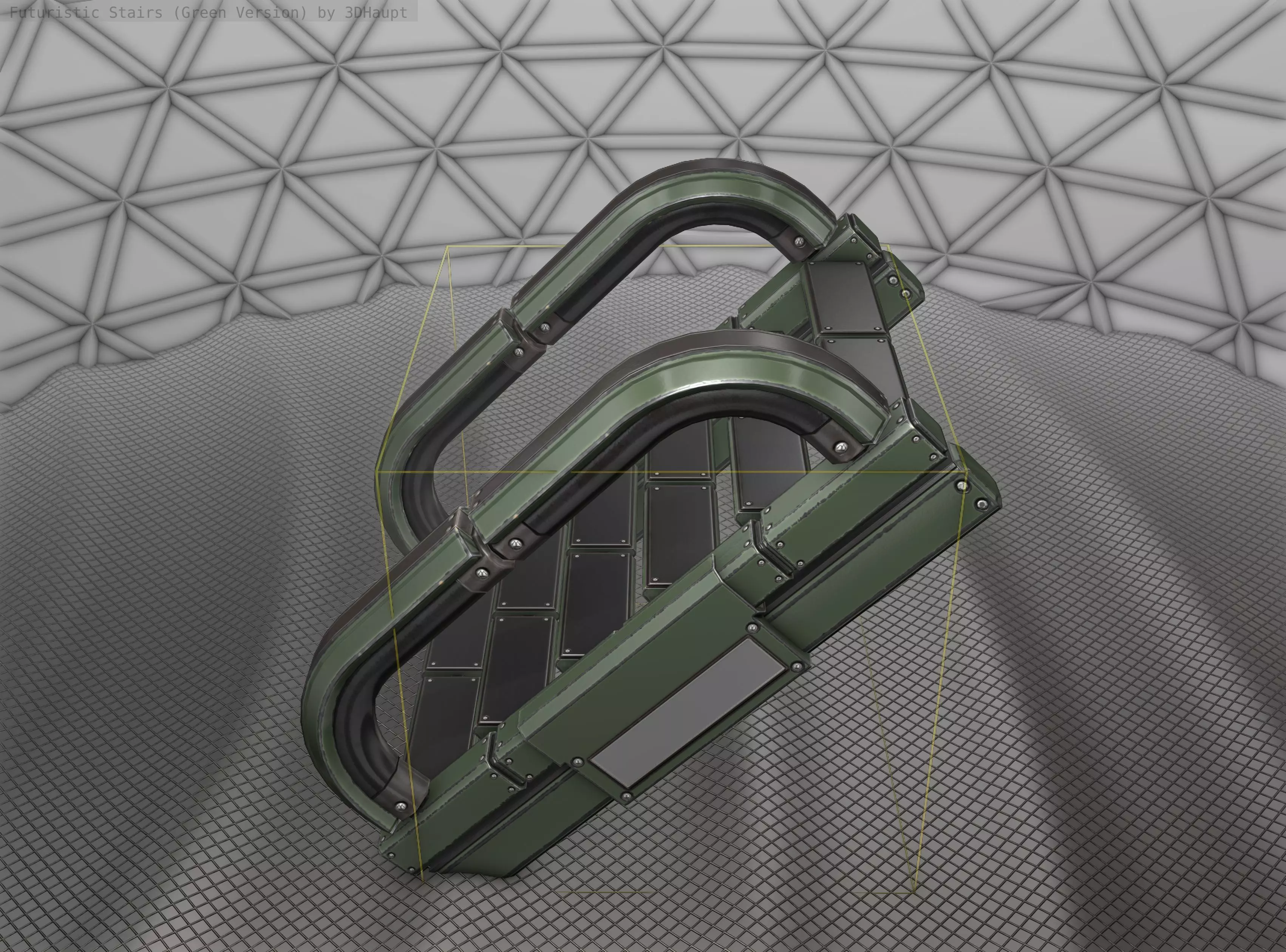 Sci-Fi Stairs - 11 - Green Version Low-poly 3D model