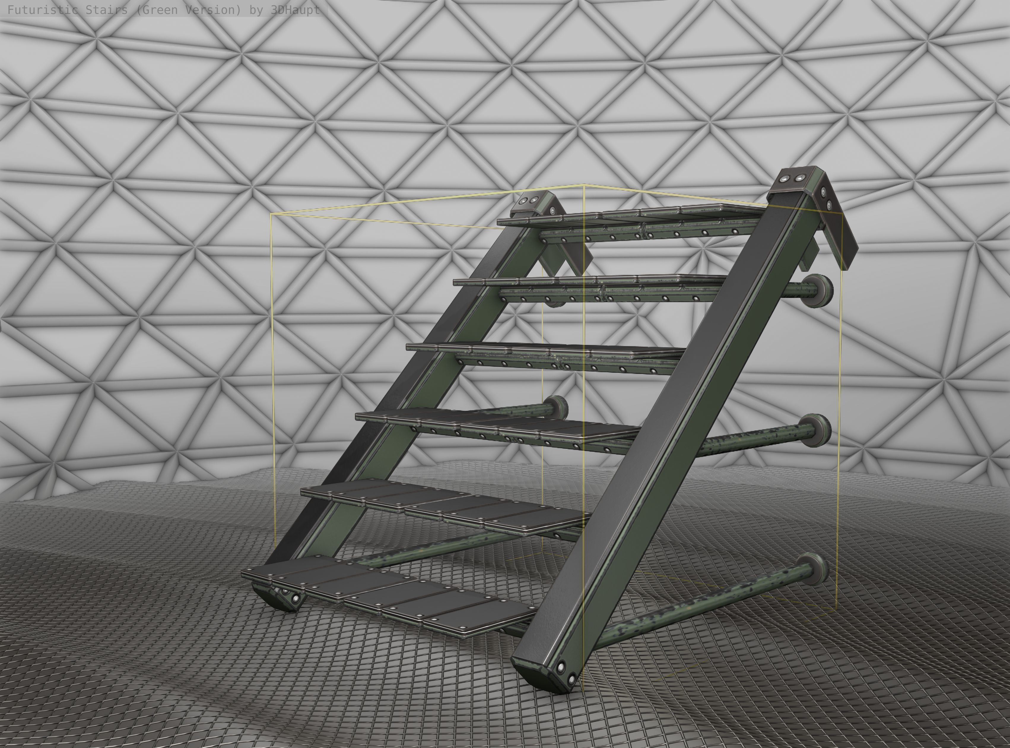 Sci-Fi Stairs - 13 - Green Version Low-poly 3D model_9
