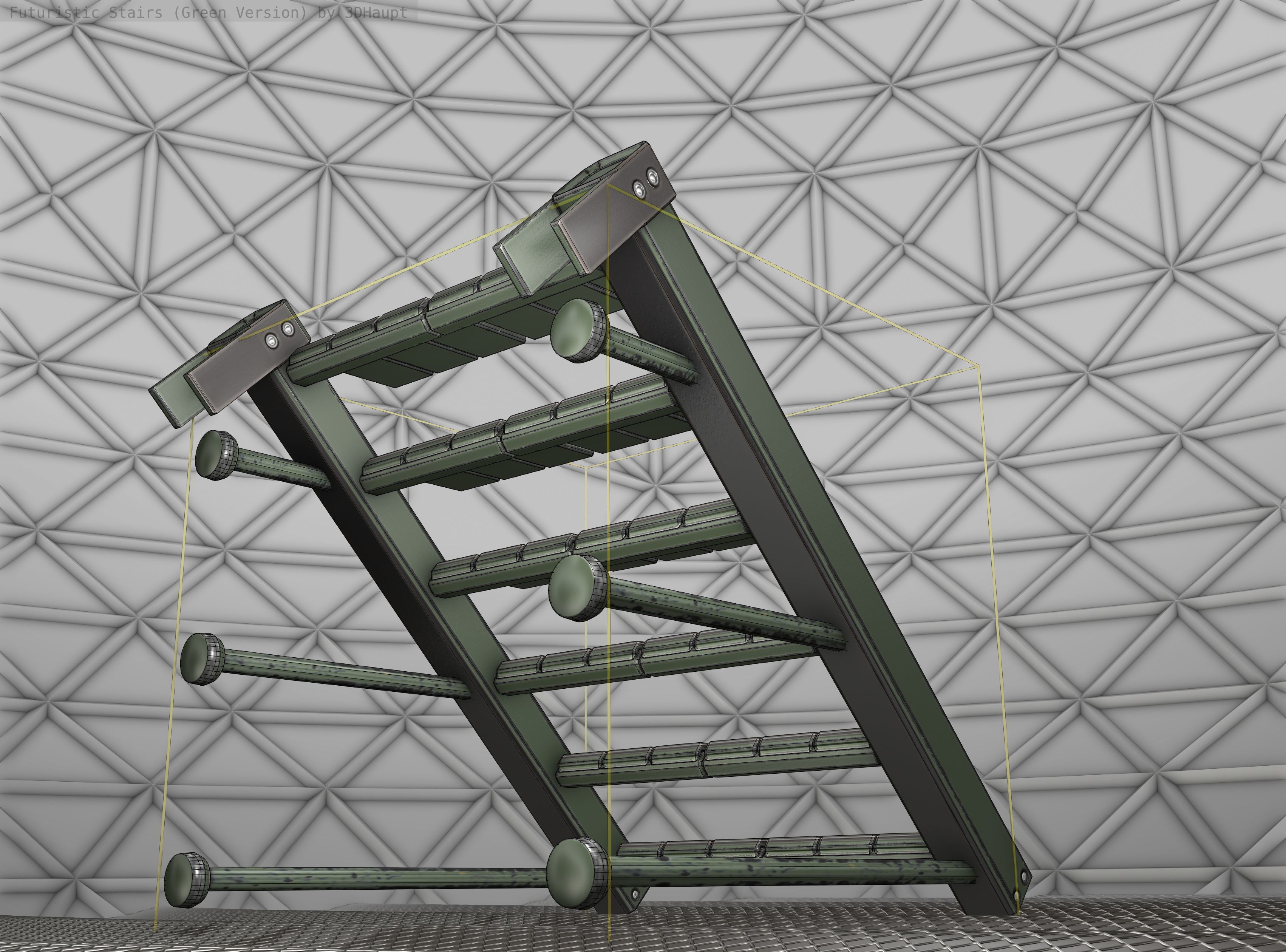 Sci-Fi Stairs - 13 - Green Version Low-poly 3D model_21