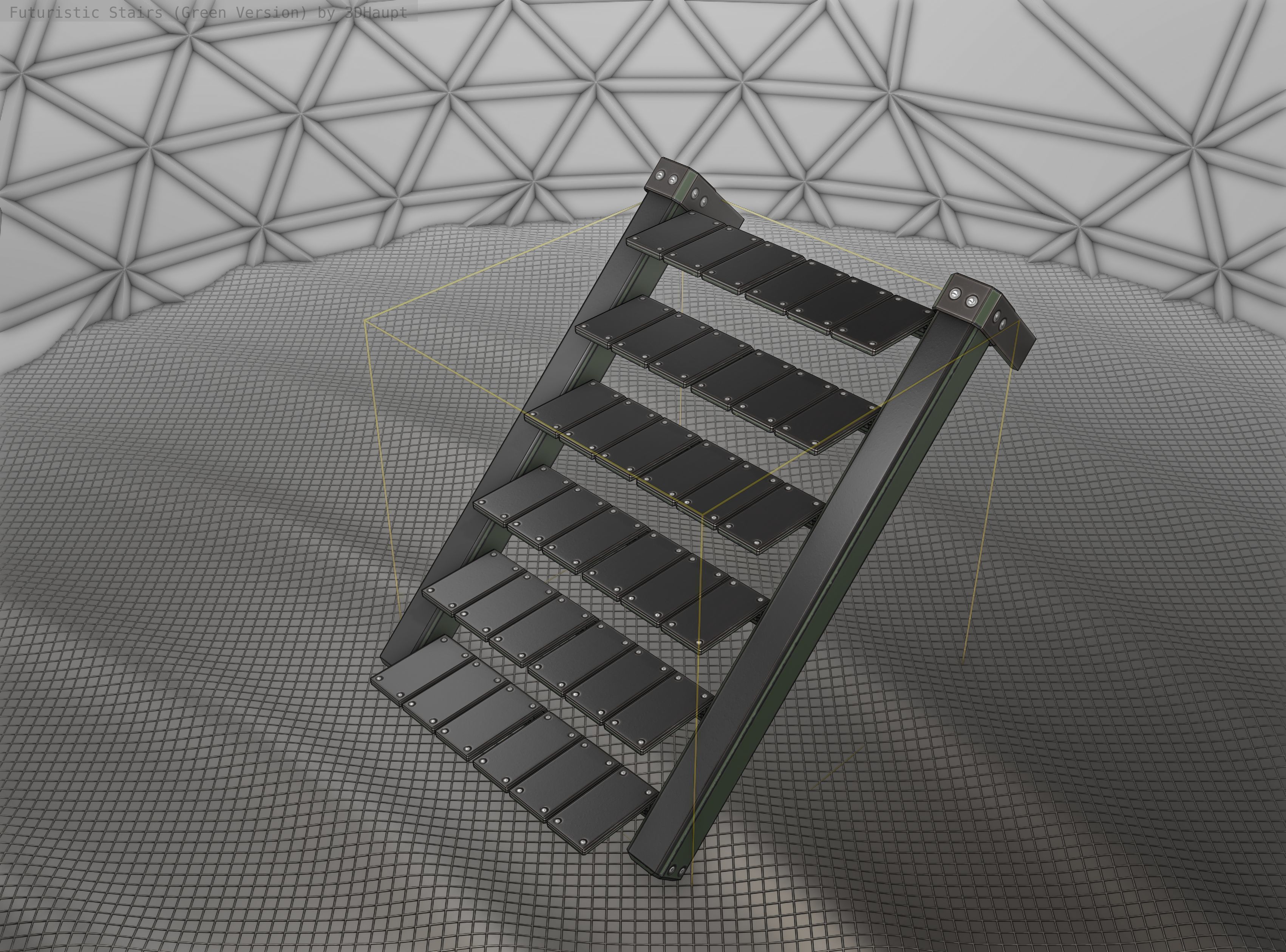 Sci-Fi Stairs - 13 - Green Version Low-poly 3D model_25