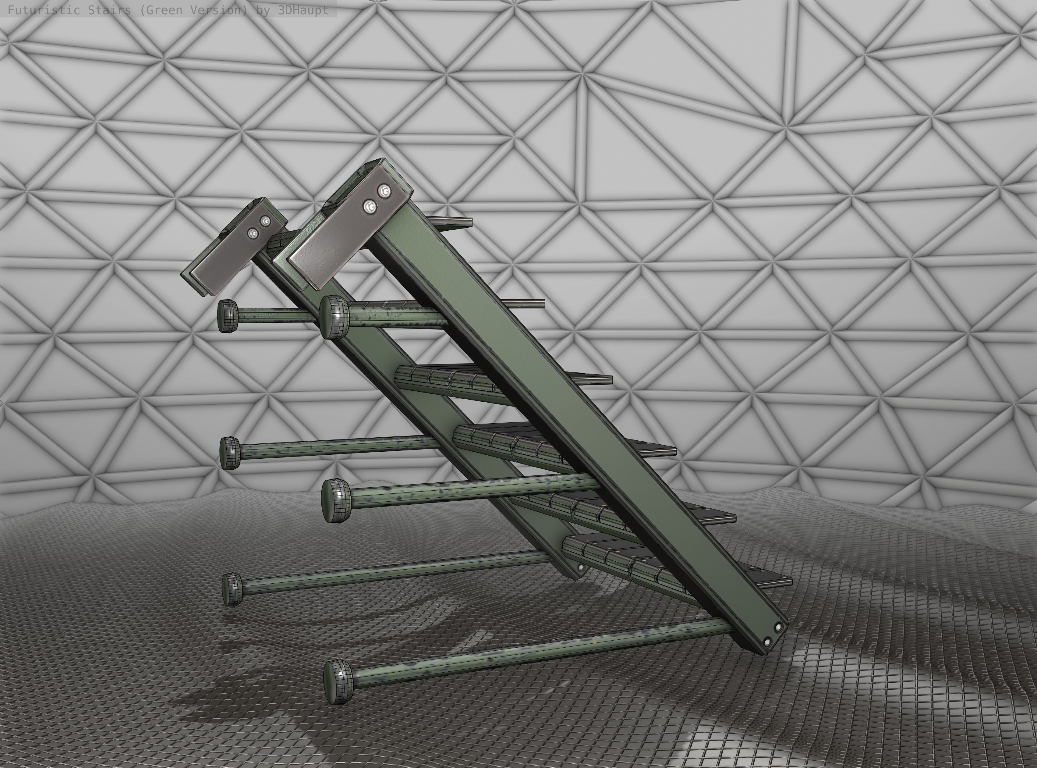 Sci-Fi Stairs - 13 - Green Version Low-poly 3D model_12