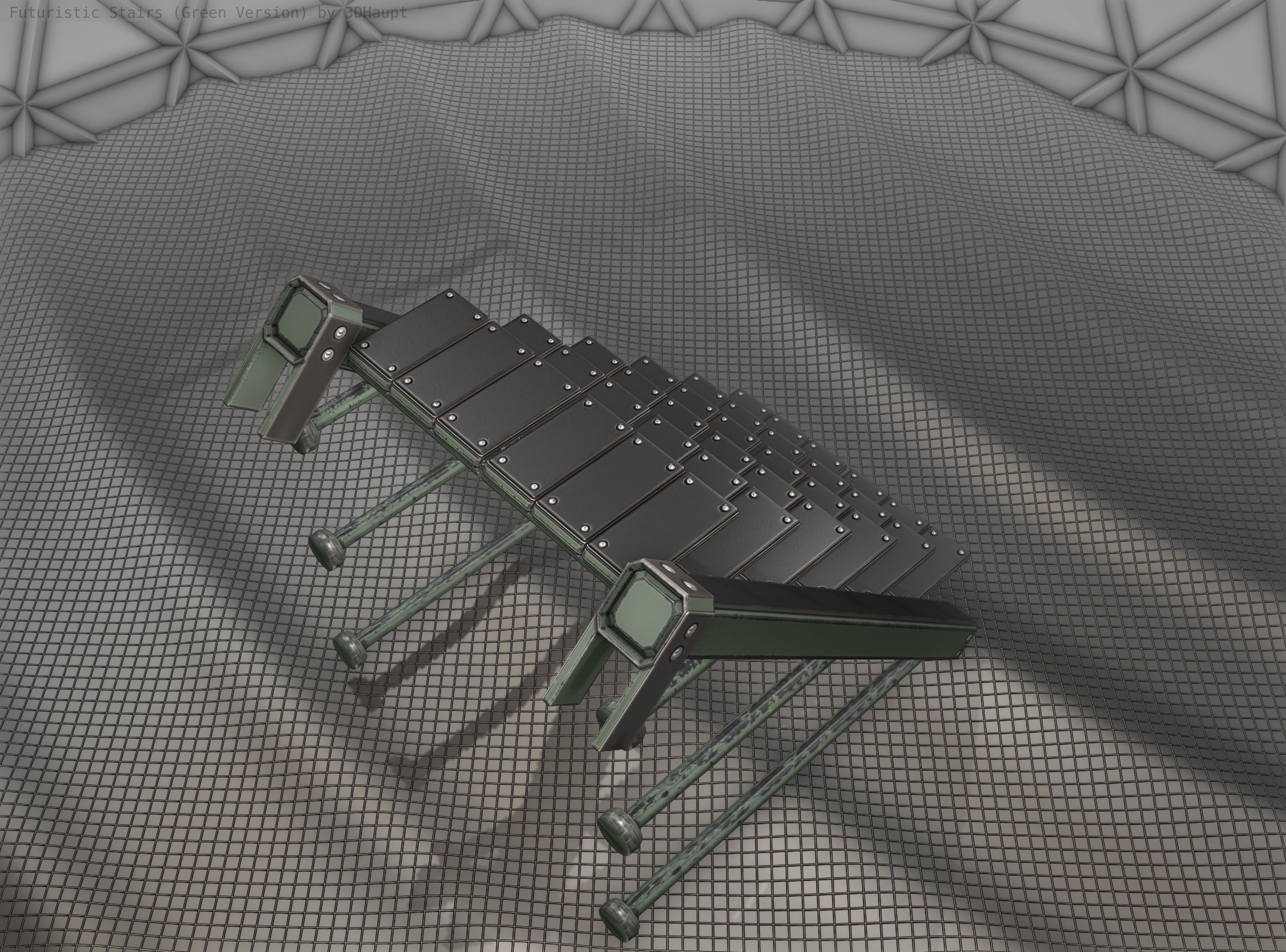 Sci-Fi Stairs - 13 - Green Version Low-poly 3D model_18