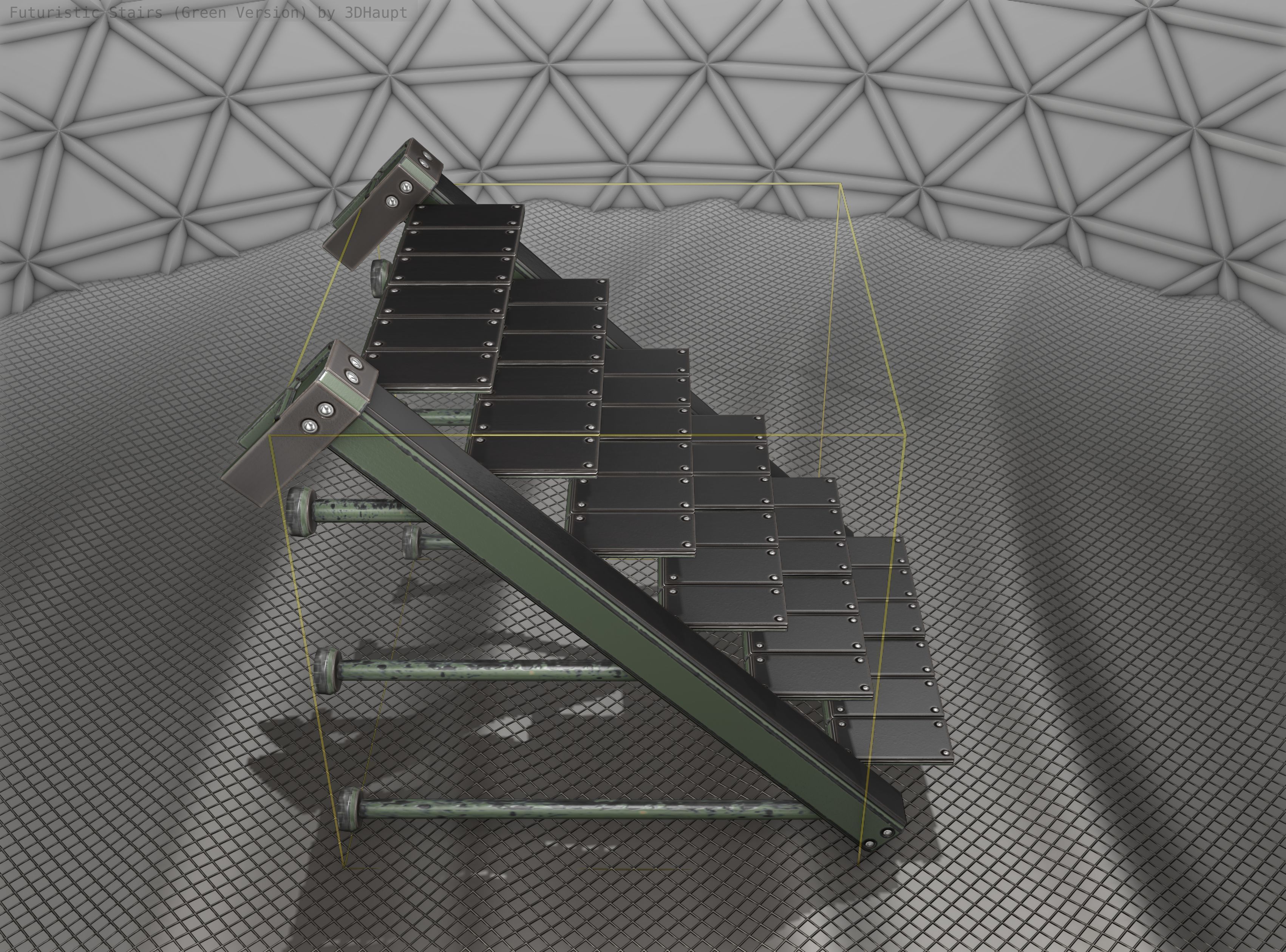 Sci-Fi Stairs - 13 - Green Version Low-poly 3D model_6