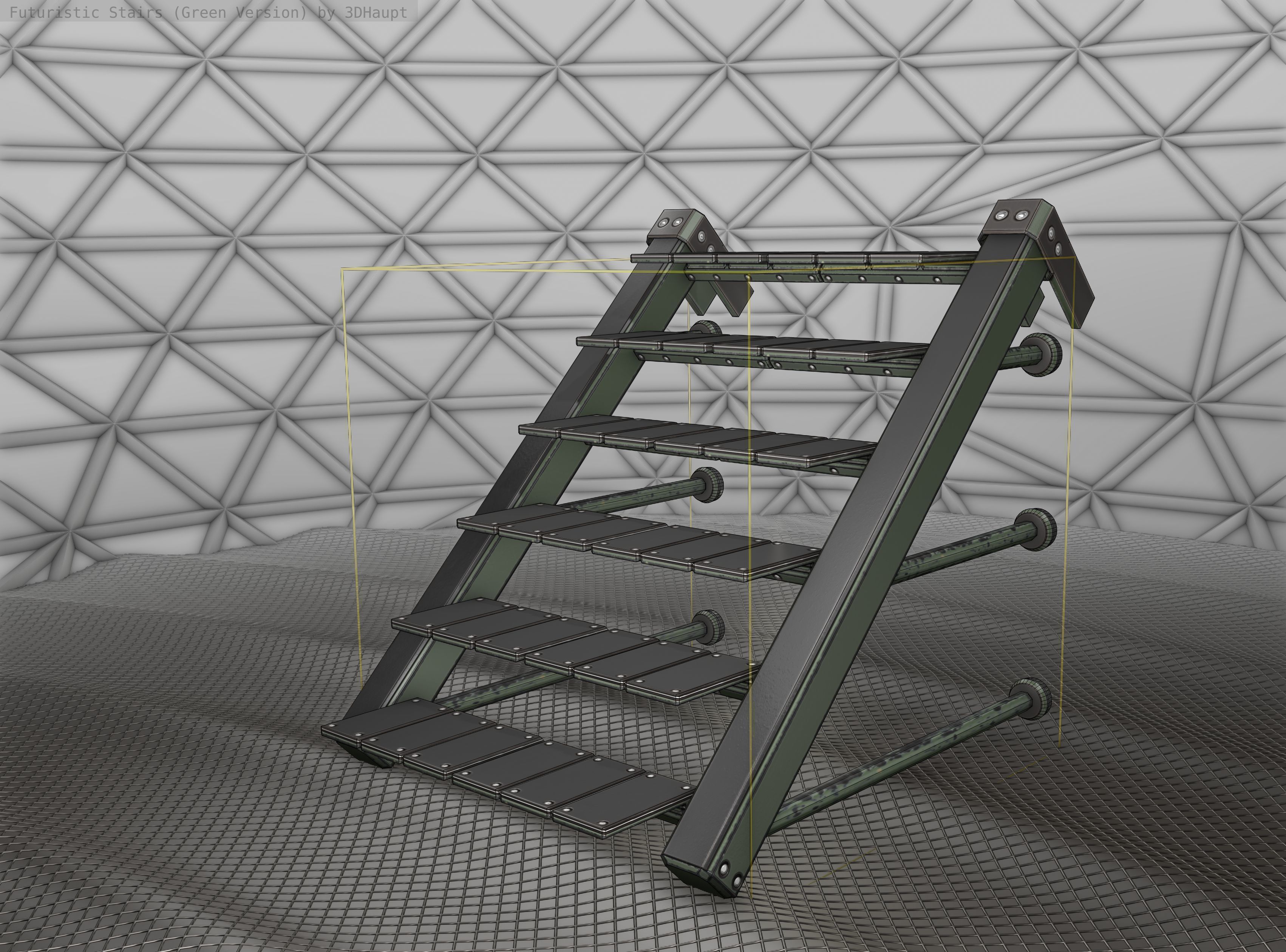 Sci-Fi Stairs - 13 - Green Version Low-poly 3D model_23