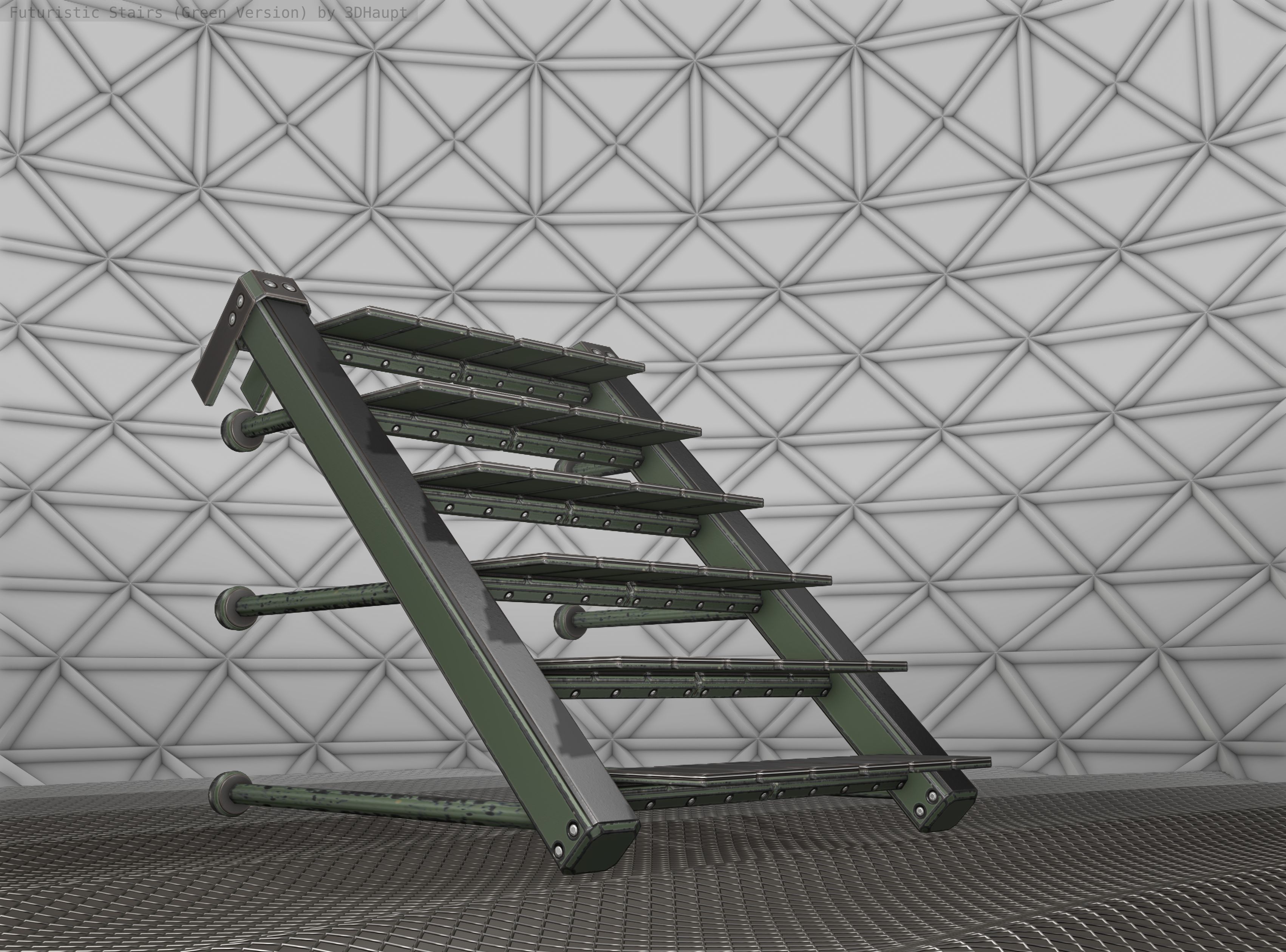 Sci-Fi Stairs - 13 - Green Version Low-poly 3D model_22