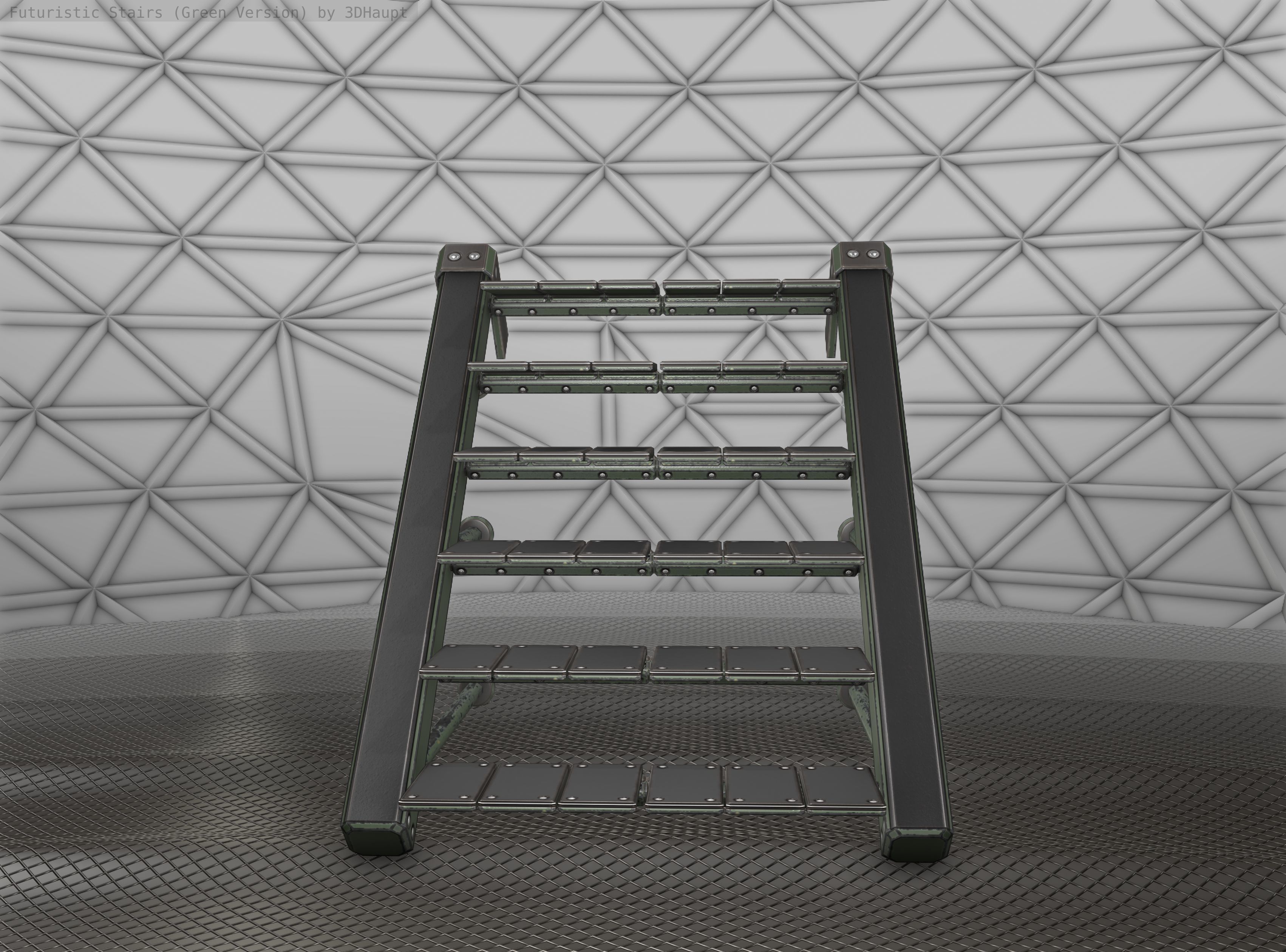 Sci-Fi Stairs - 13 - Green Version Low-poly 3D model_14