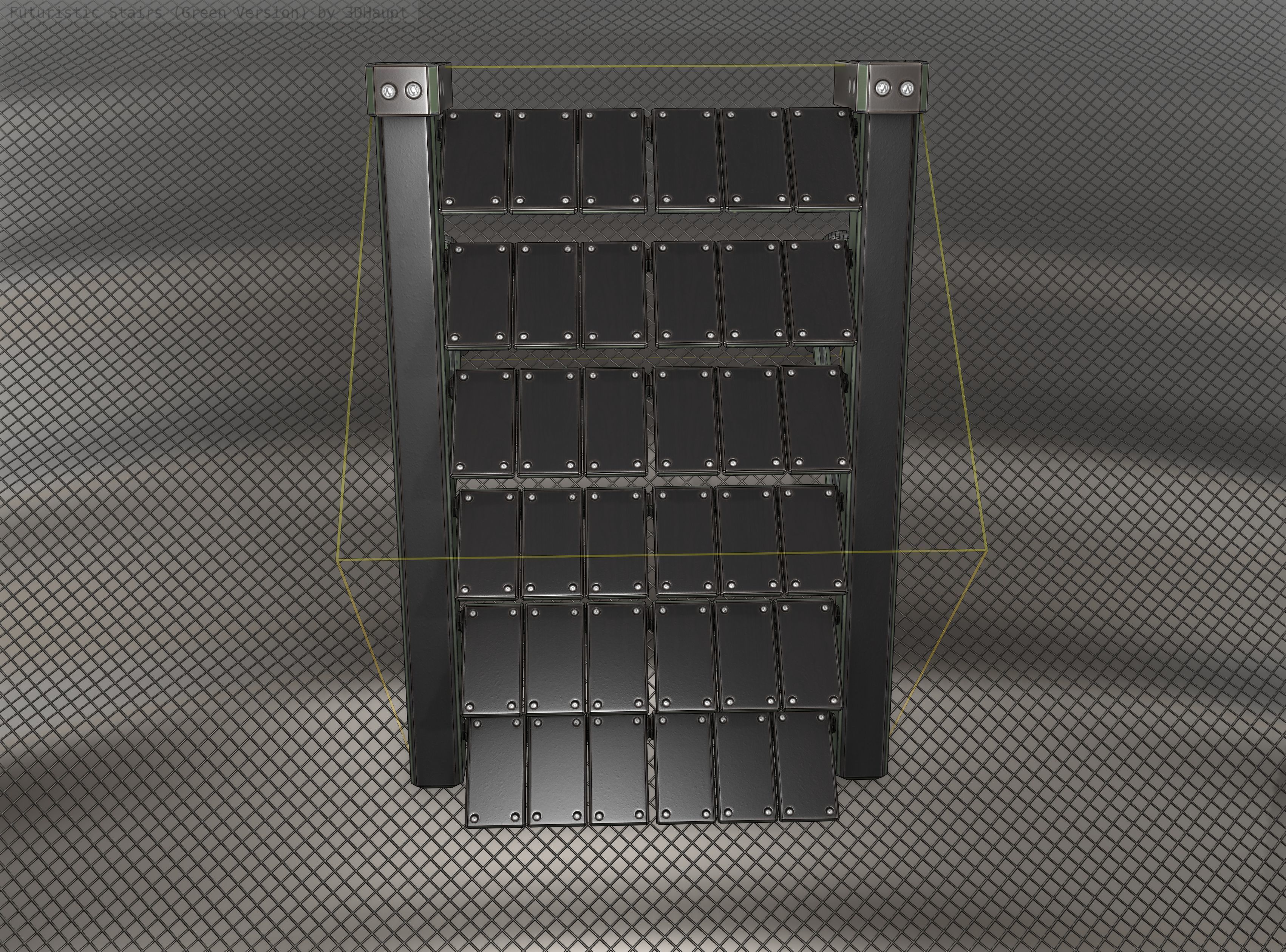 Sci-Fi Stairs - 13 - Green Version Low-poly 3D model_15