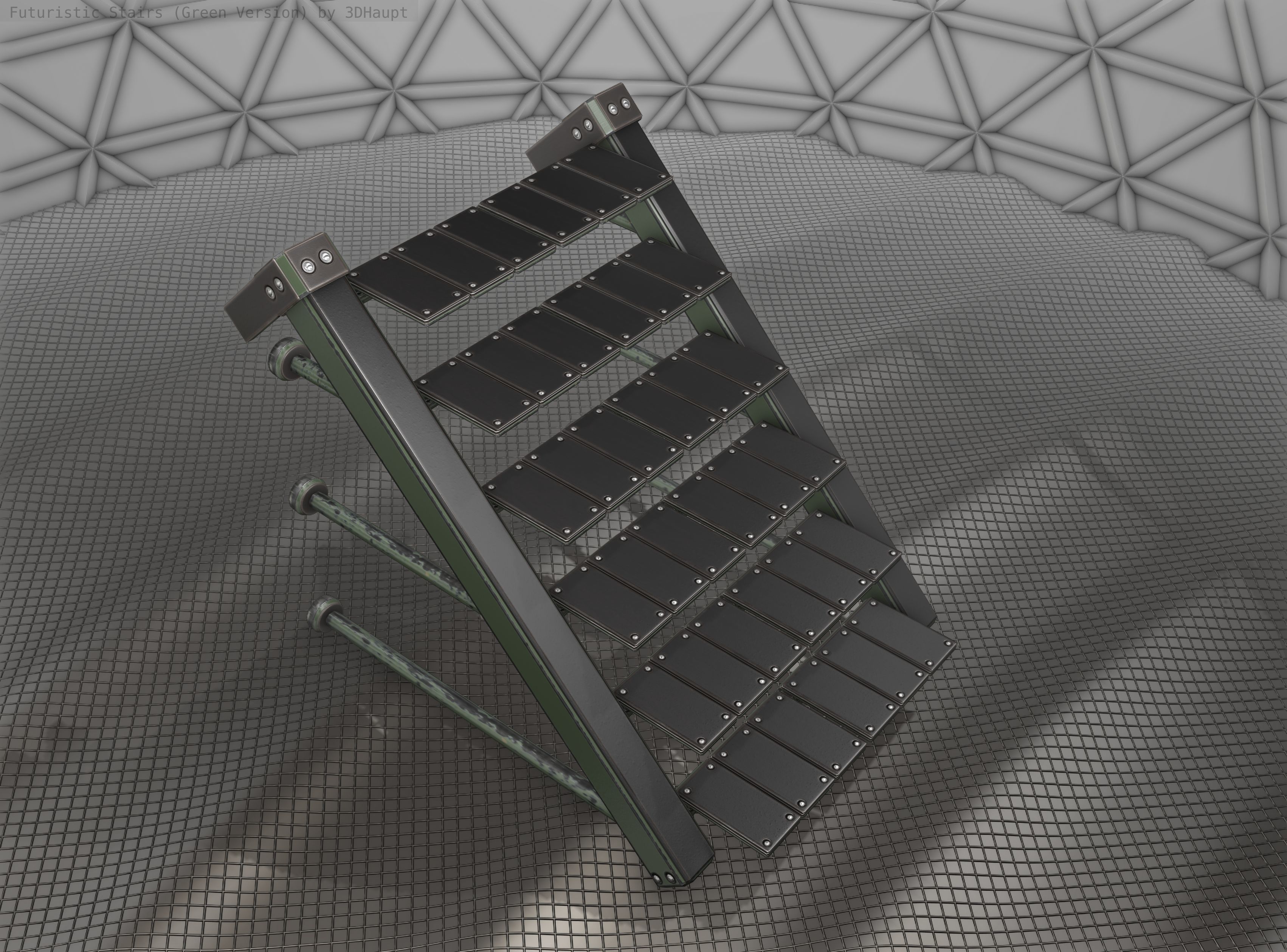 Sci-Fi Stairs - 13 - Green Version Low-poly 3D model_20