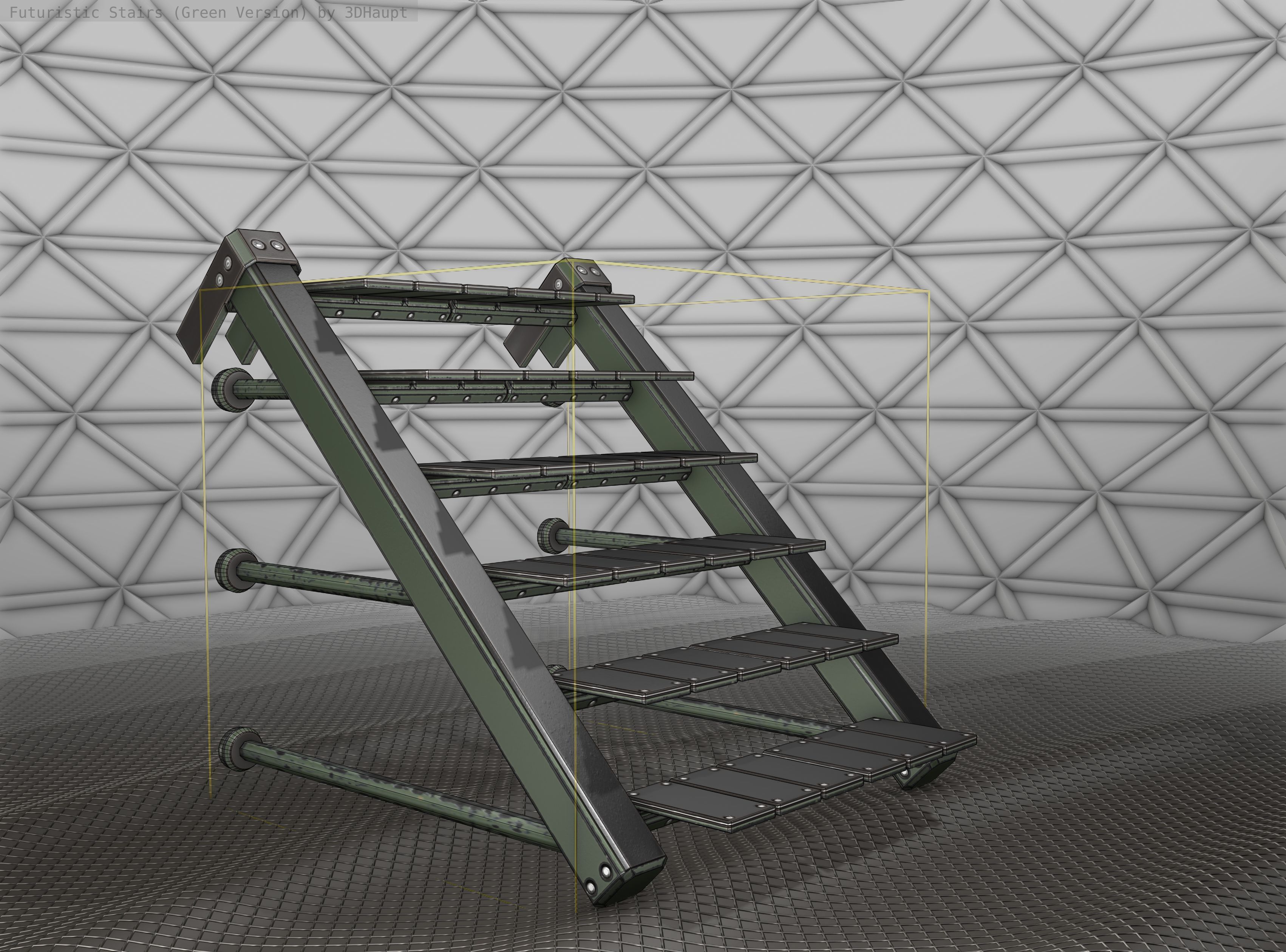 Sci-Fi Stairs - 13 - Green Version Low-poly 3D model_13