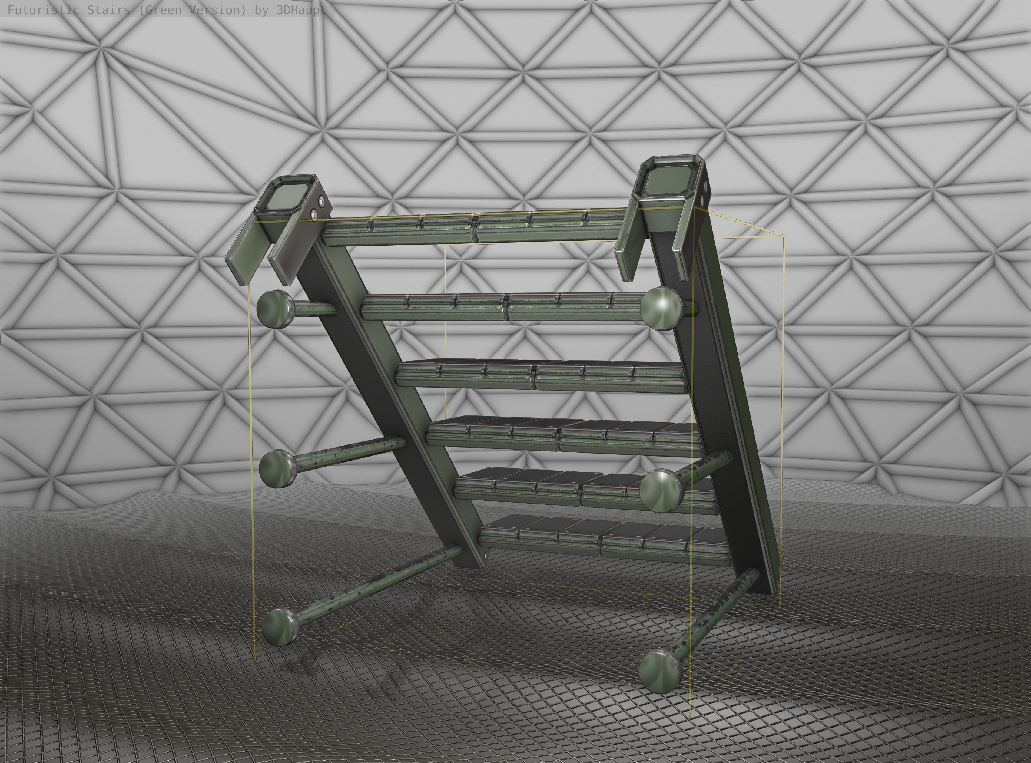 Sci-Fi Stairs - 13 - Green Version Low-poly 3D model_11