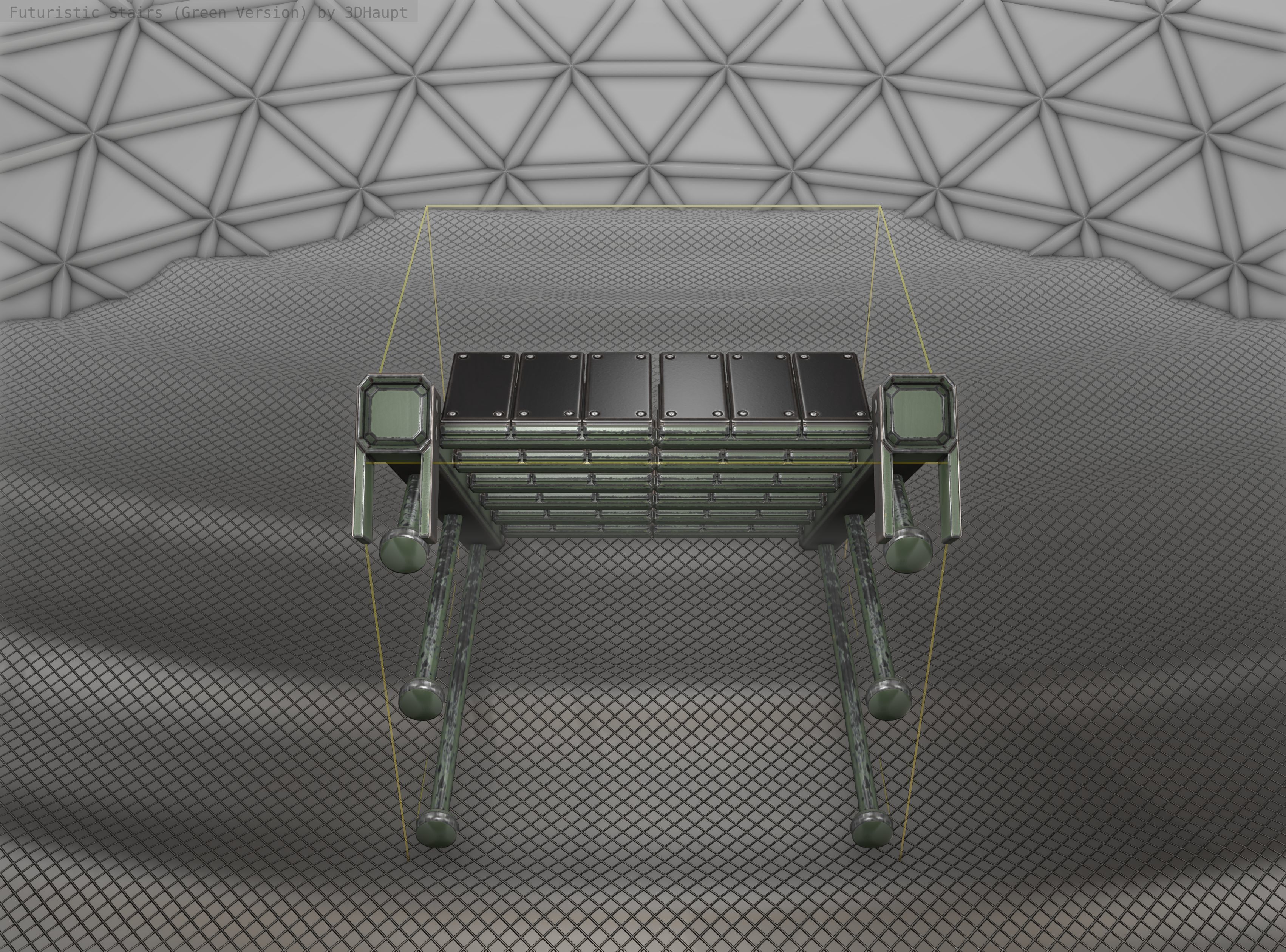 Sci-Fi Stairs - 13 - Green Version Low-poly 3D model_4
