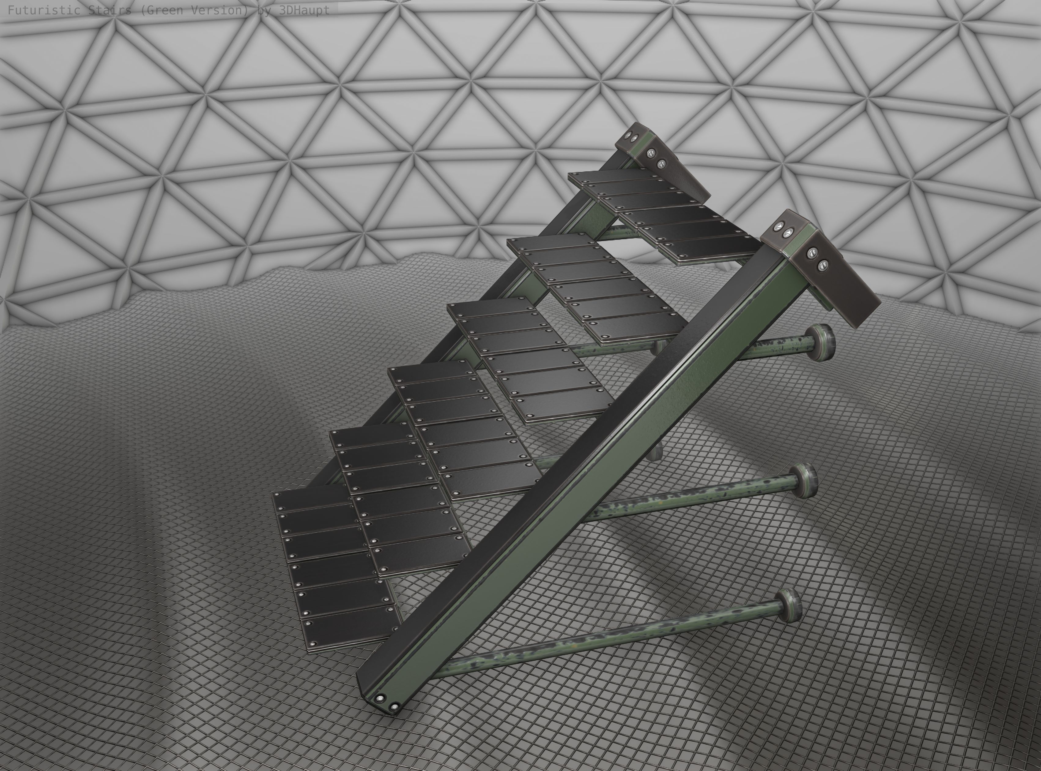 Sci-Fi Stairs - 13 - Green Version Low-poly 3D model_24