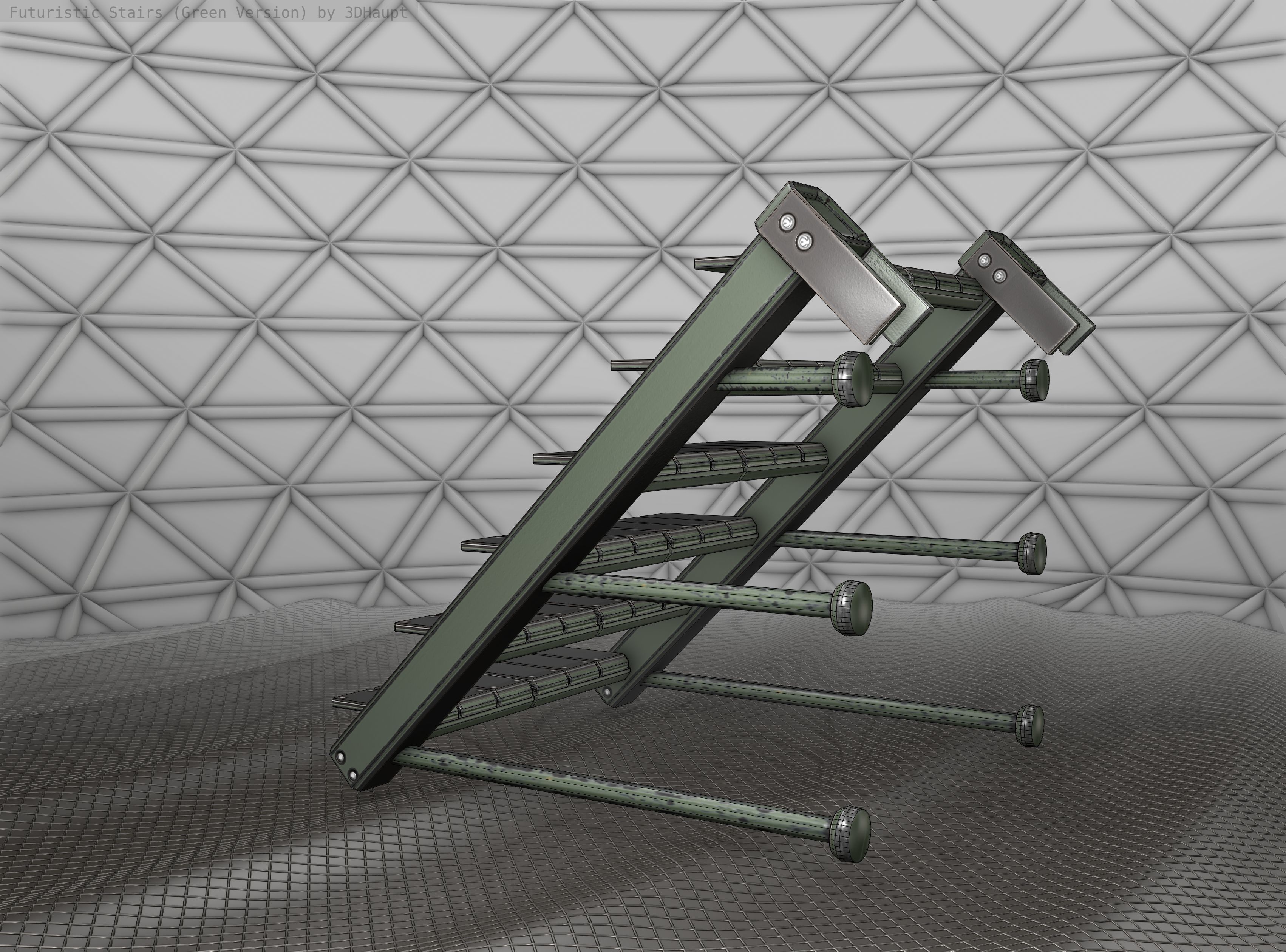 Sci-Fi Stairs - 13 - Green Version Low-poly 3D model_10