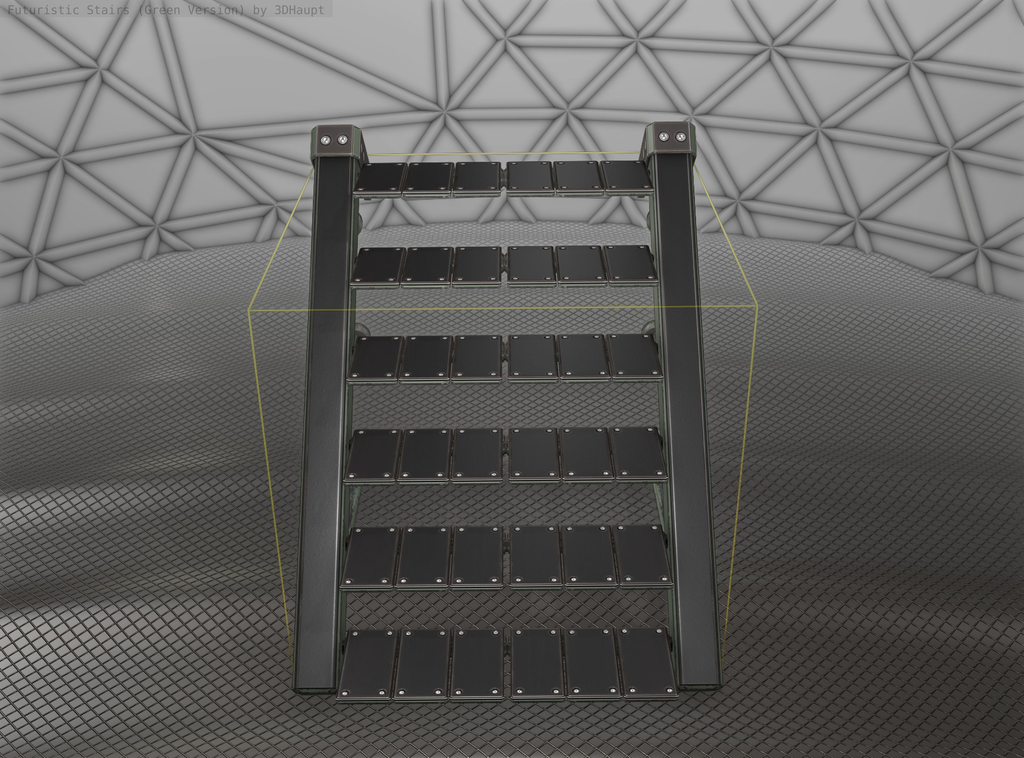 Sci-Fi Stairs - 13 - Green Version Low-poly 3D model_8