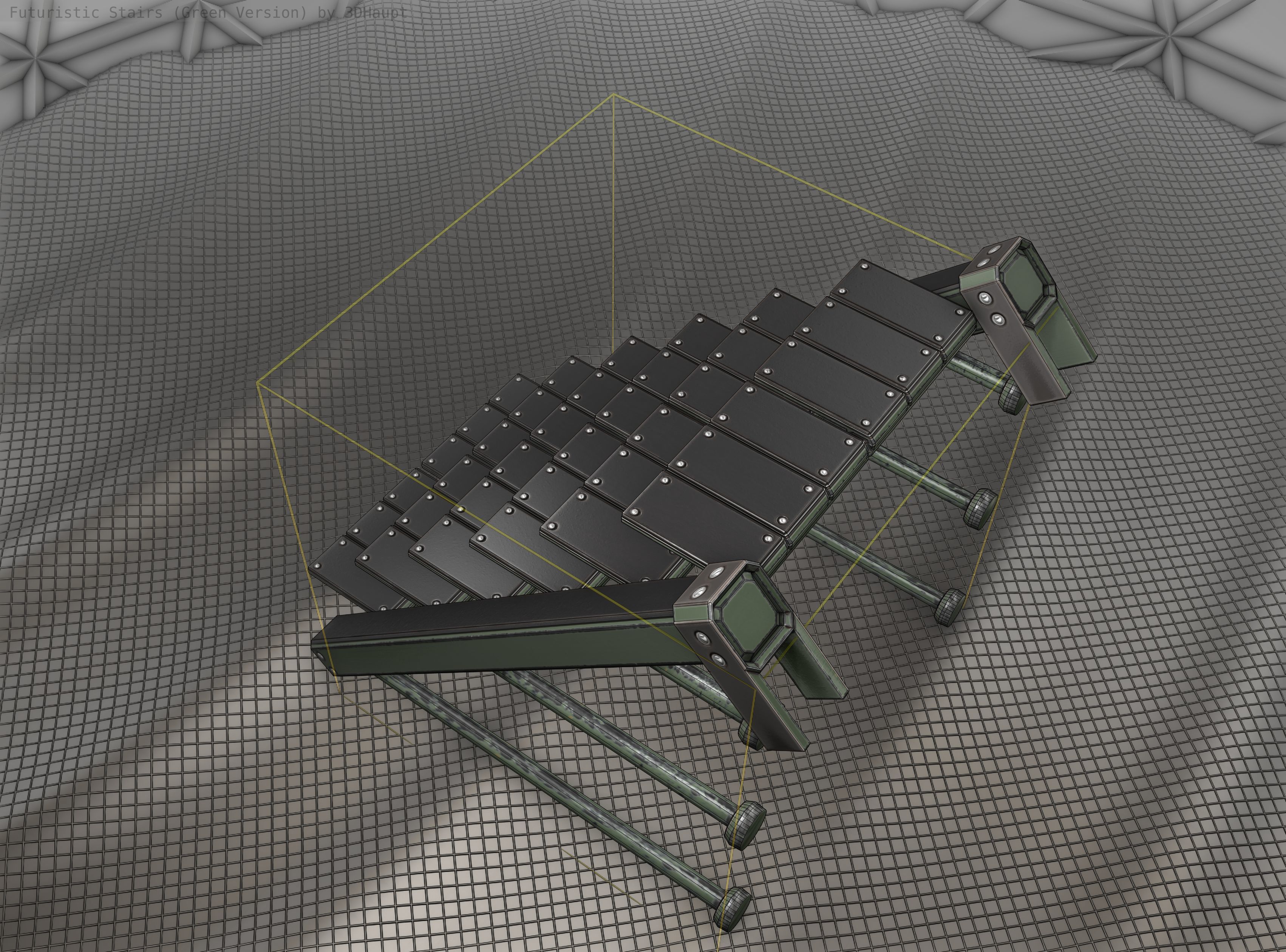 Sci-Fi Stairs - 13 - Green Version Low-poly 3D model_17