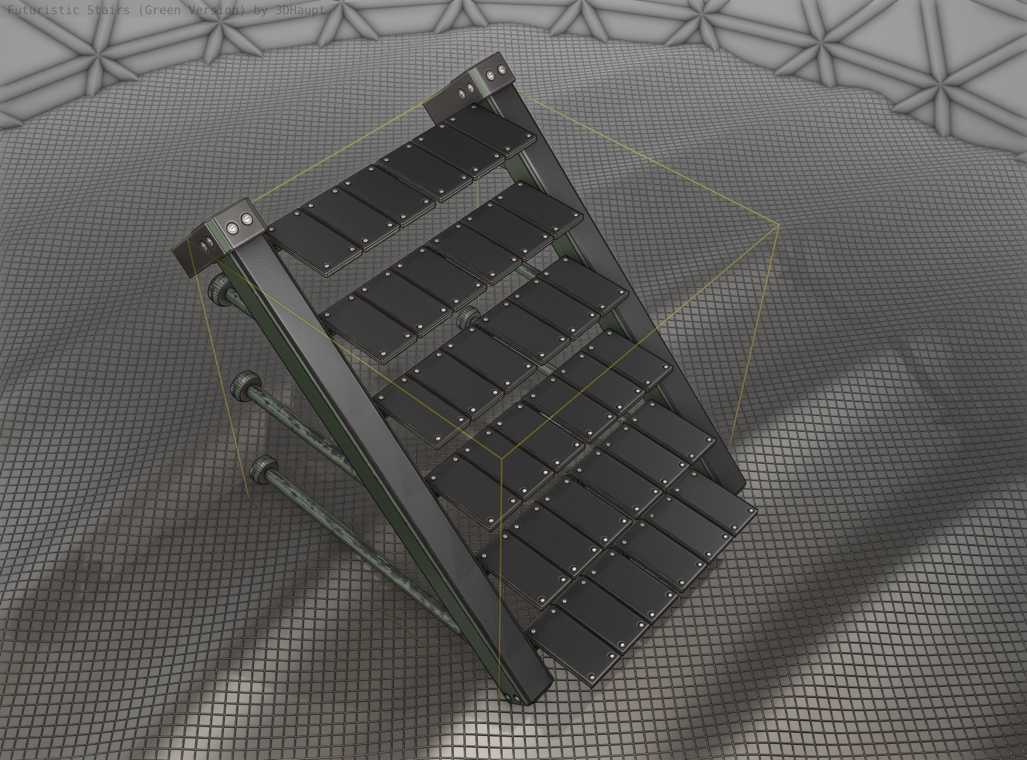 Sci-Fi Stairs - 13 - Green Version Low-poly 3D model_19