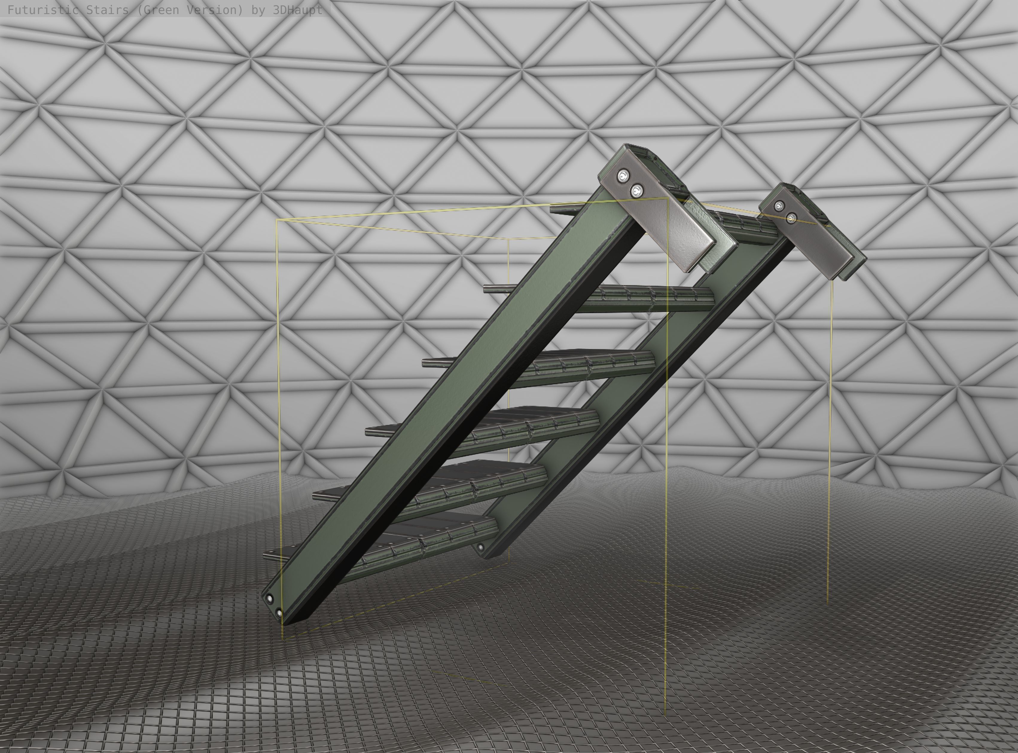 Sci-Fi Stairs - 14 - Green Version Low-poly 3D model_10