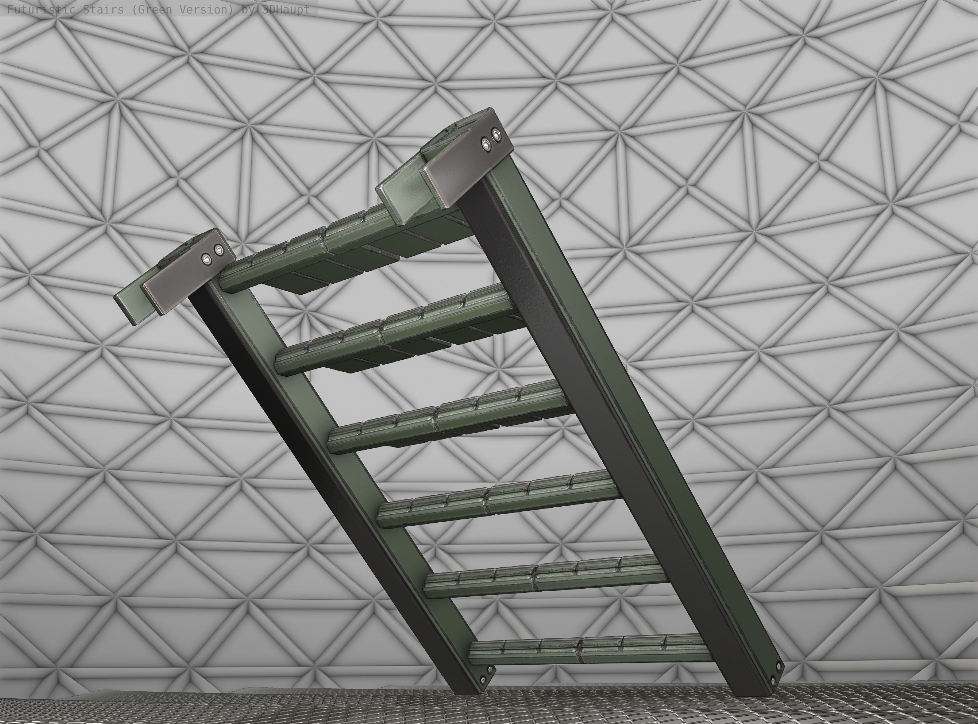 Sci-Fi Stairs - 14 - Green Version Low-poly 3D model_21