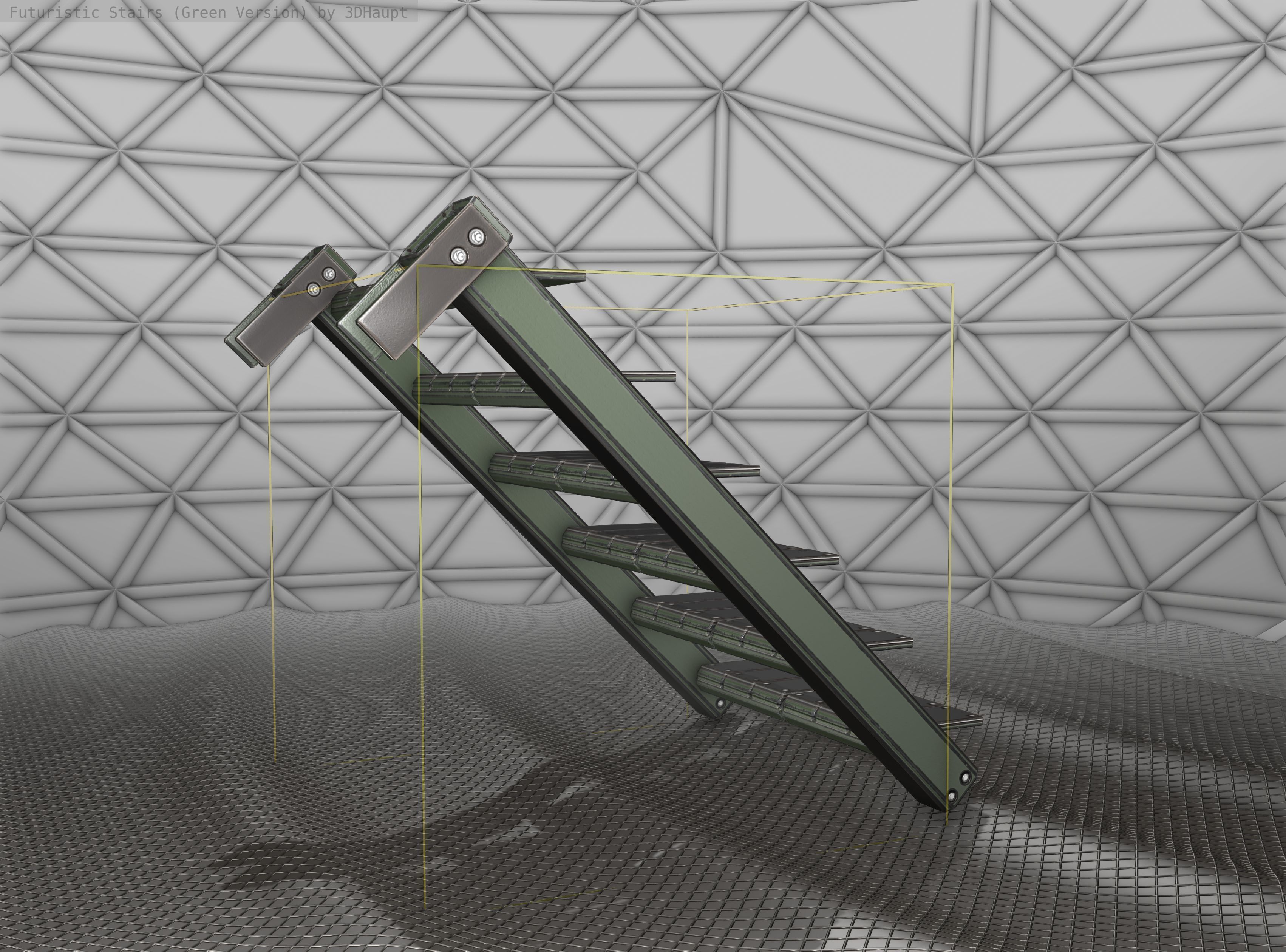 Sci-Fi Stairs - 14 - Green Version Low-poly 3D model_12