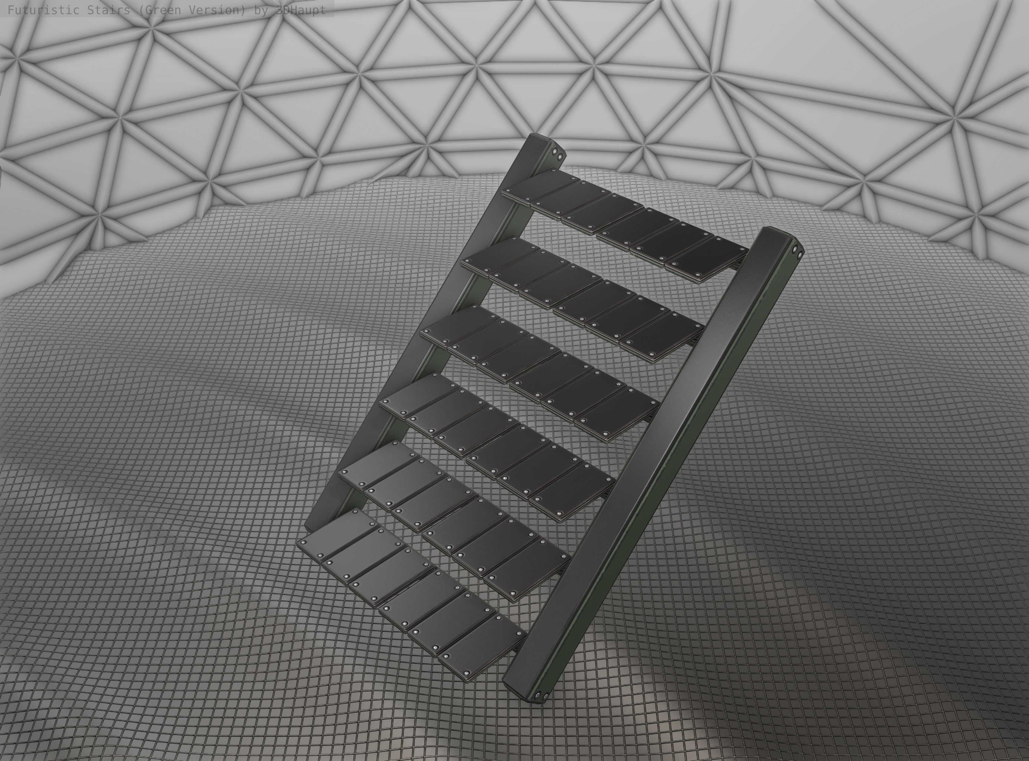 Sci-Fi Stairs - 14 - Green Version Low-poly 3D model_25