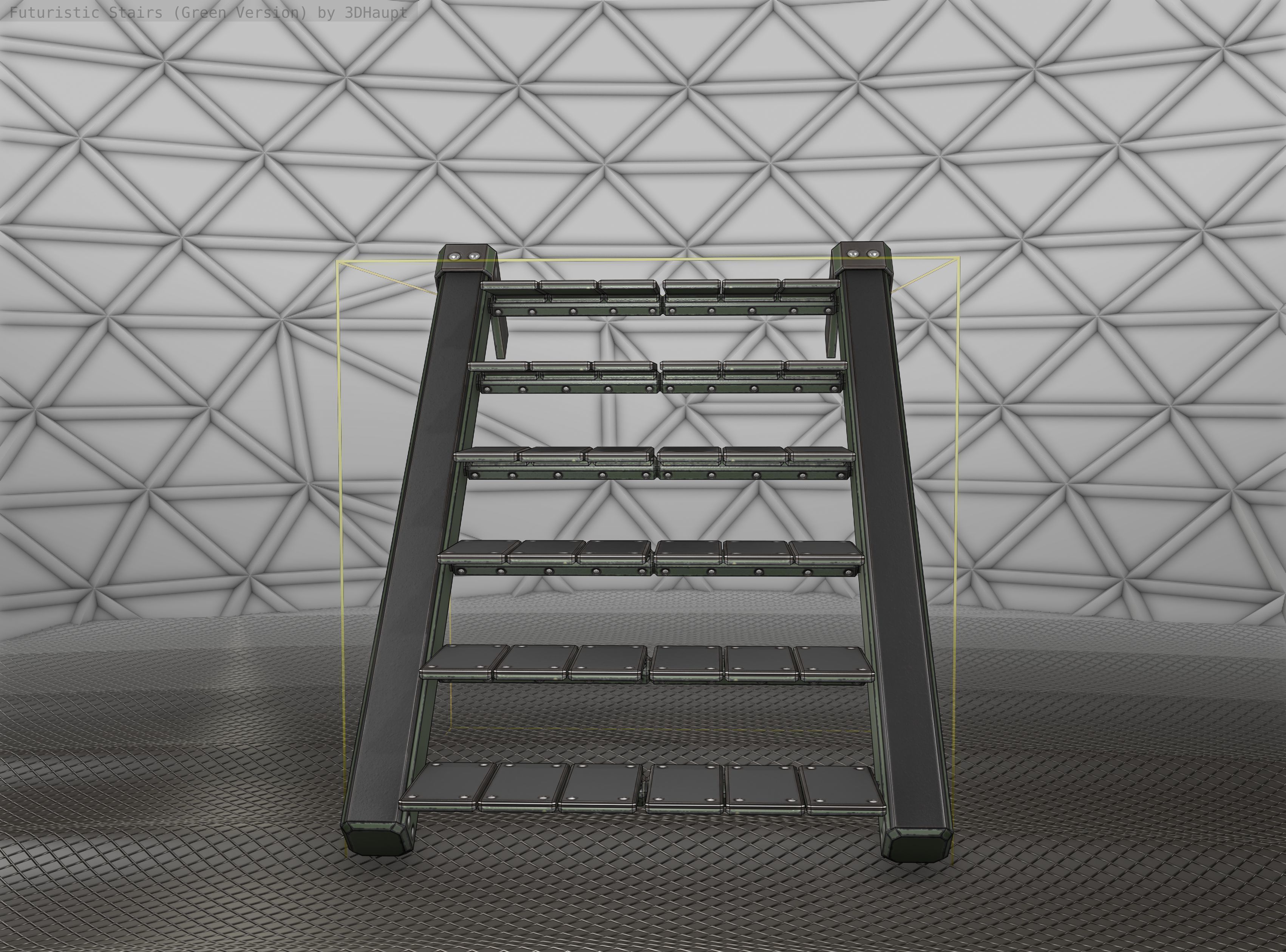 Sci-Fi Stairs - 14 - Green Version Low-poly 3D model_14