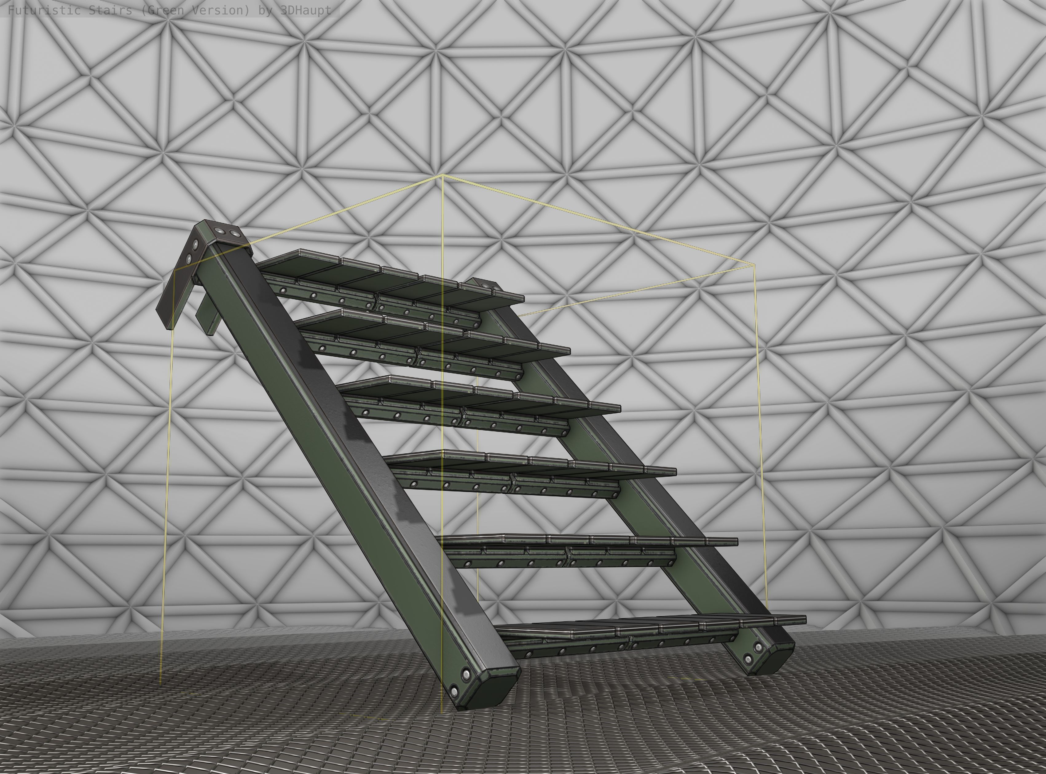Sci-Fi Stairs - 14 - Green Version Low-poly 3D model_22