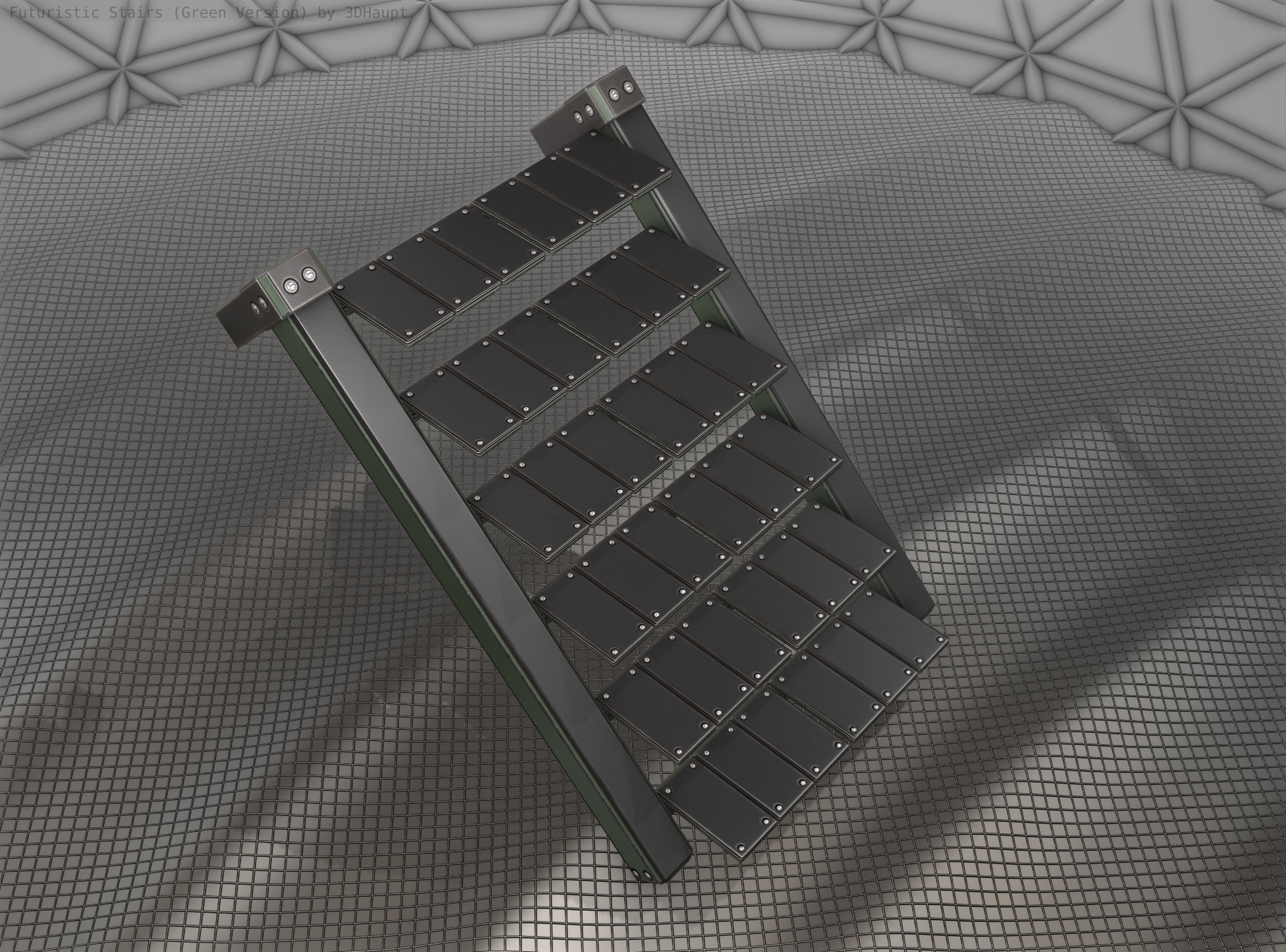 Sci-Fi Stairs - 14 - Green Version Low-poly 3D model_19