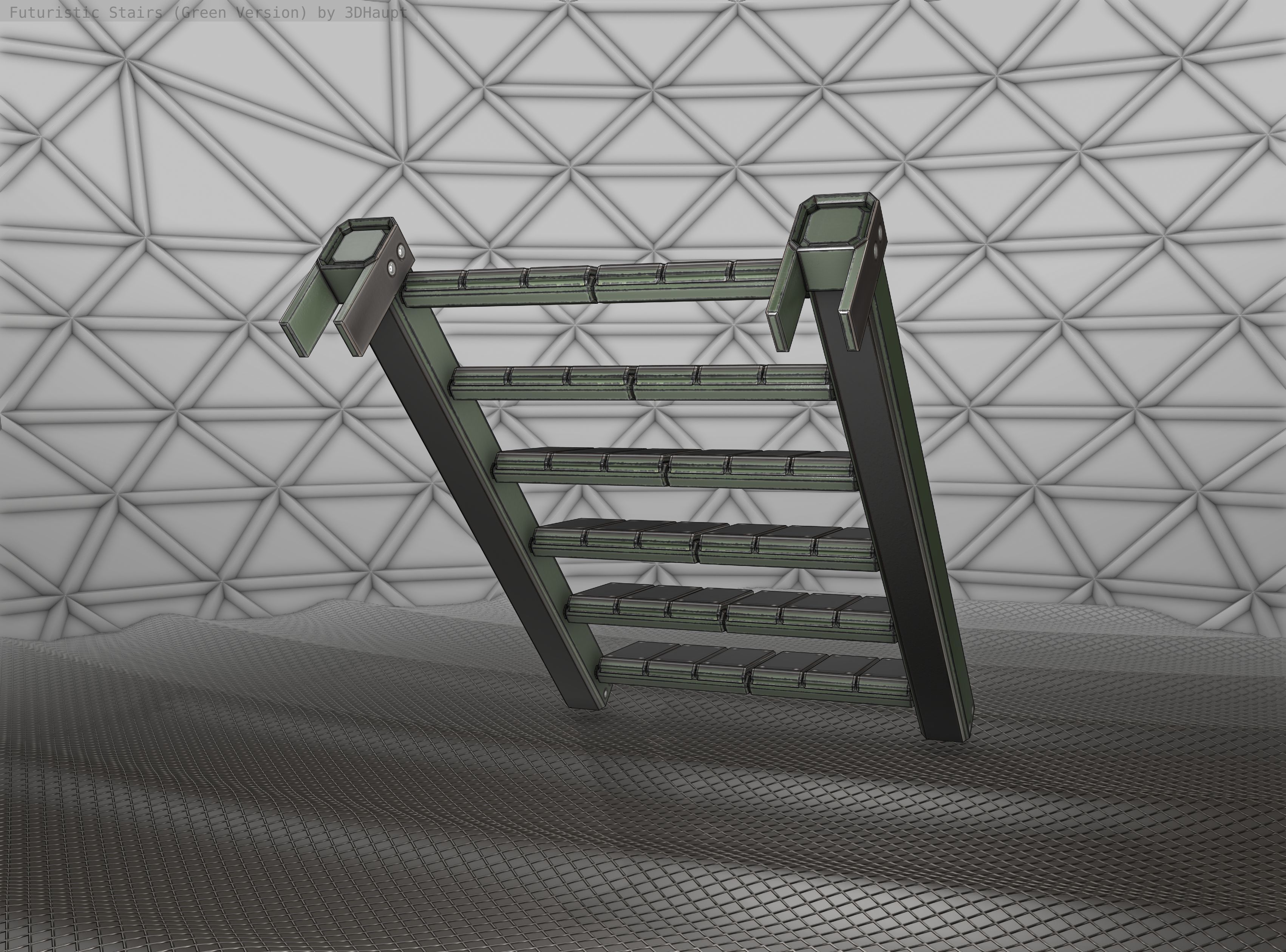 Sci-Fi Stairs - 14 - Green Version Low-poly 3D model_11