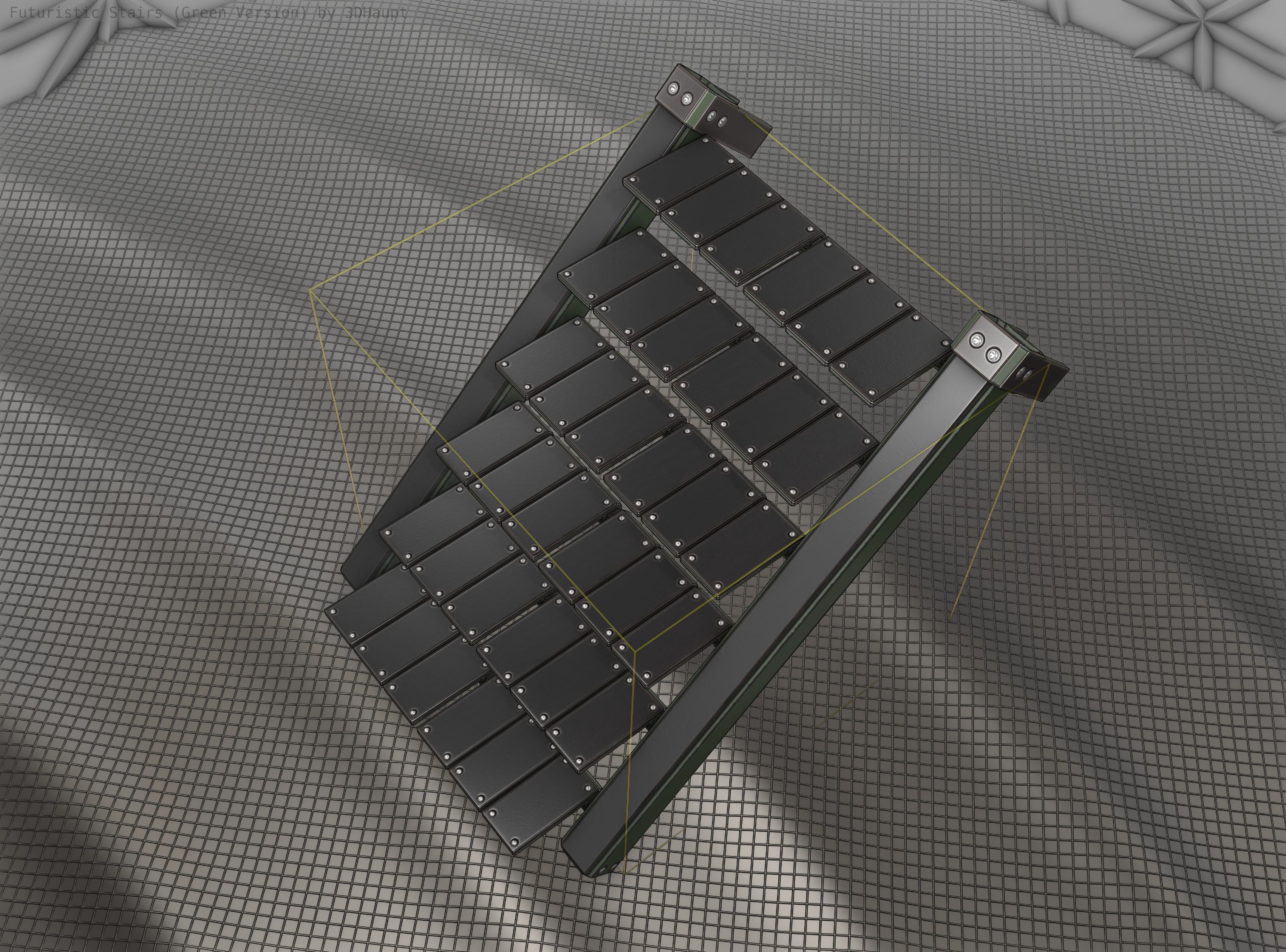 Sci-Fi Stairs - 14 - Green Version Low-poly 3D model_16