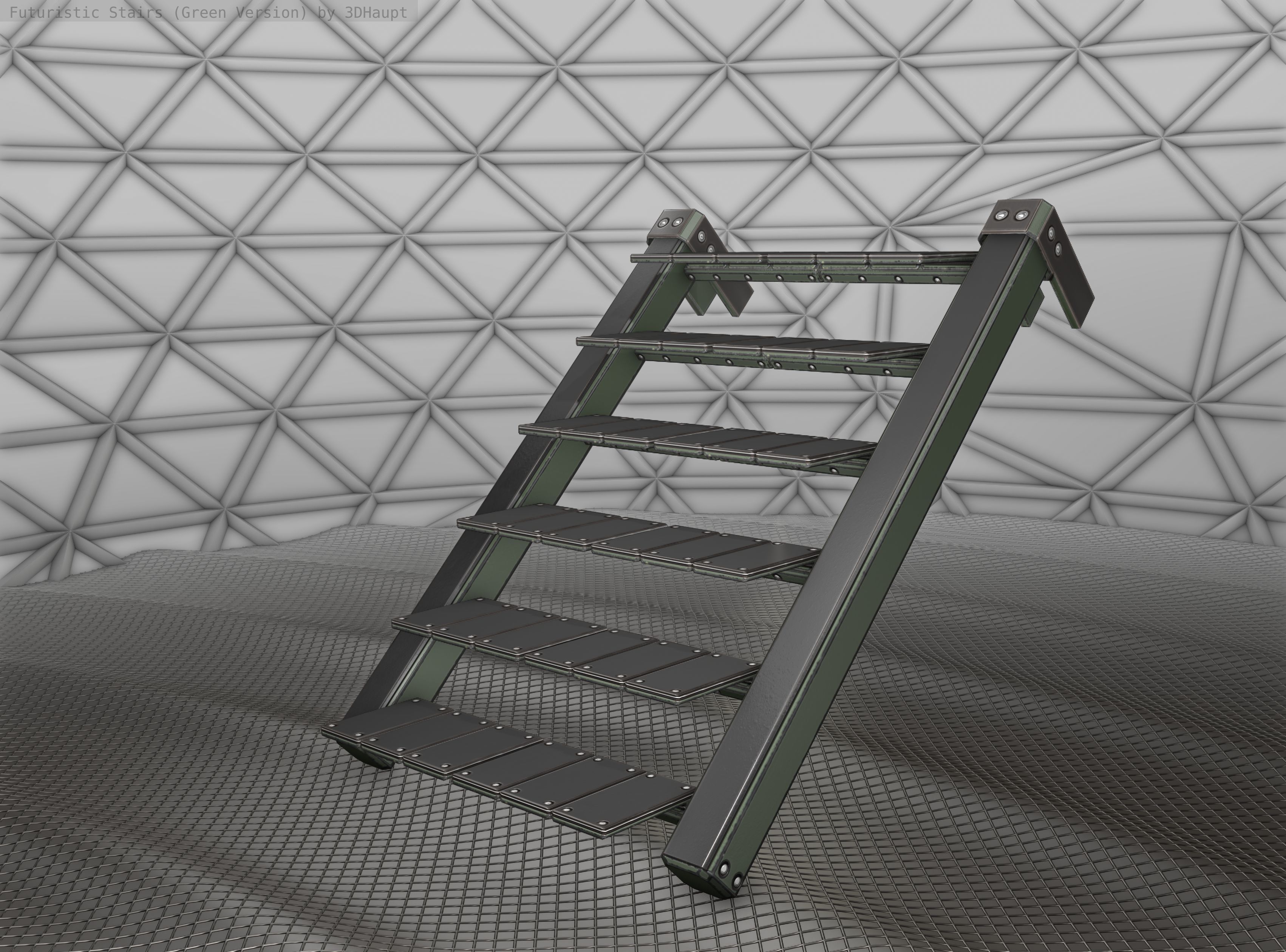 Sci-Fi Stairs - 14 - Green Version Low-poly 3D model_23