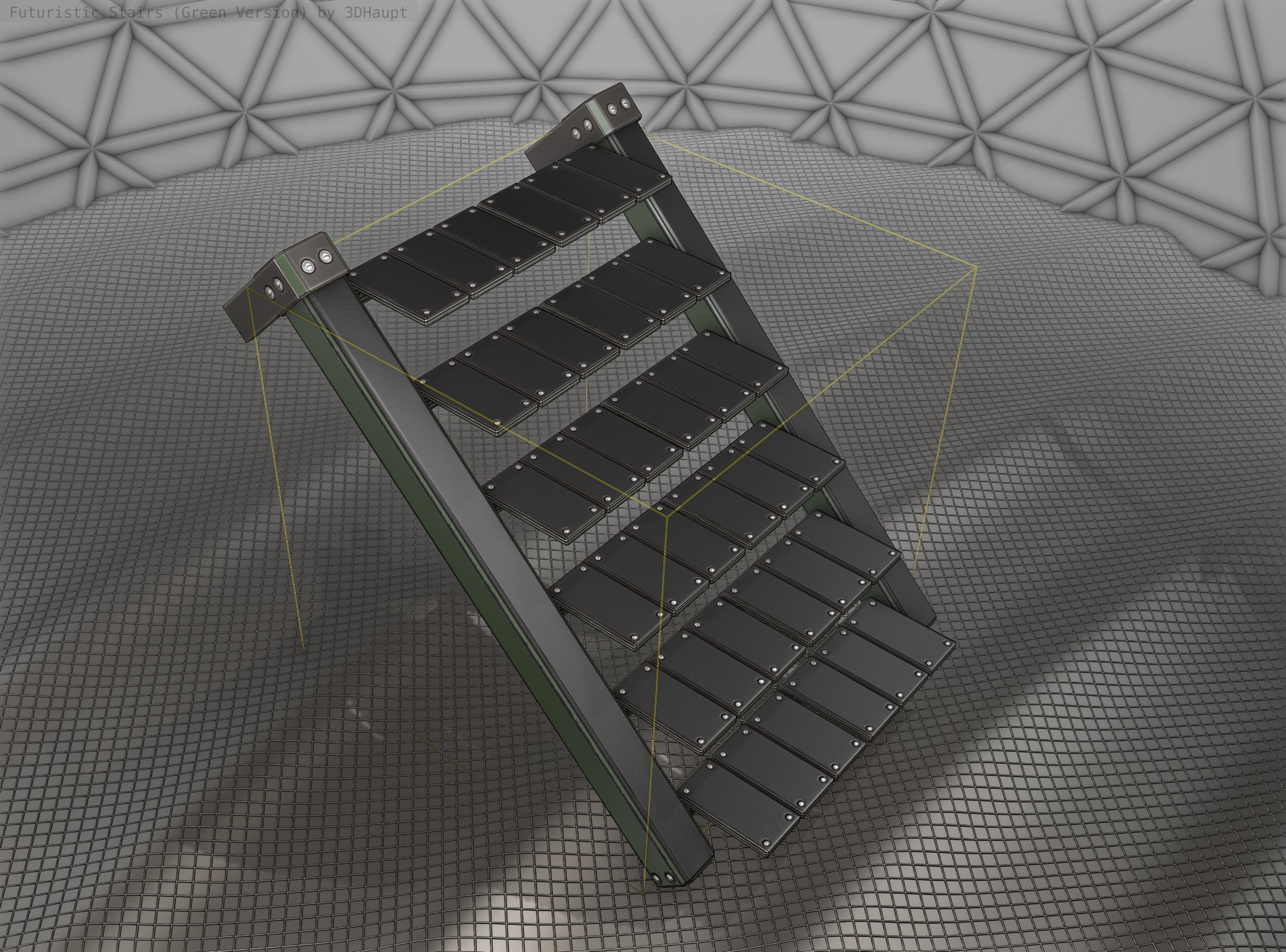 Sci-Fi Stairs - 14 - Green Version Low-poly 3D model_20