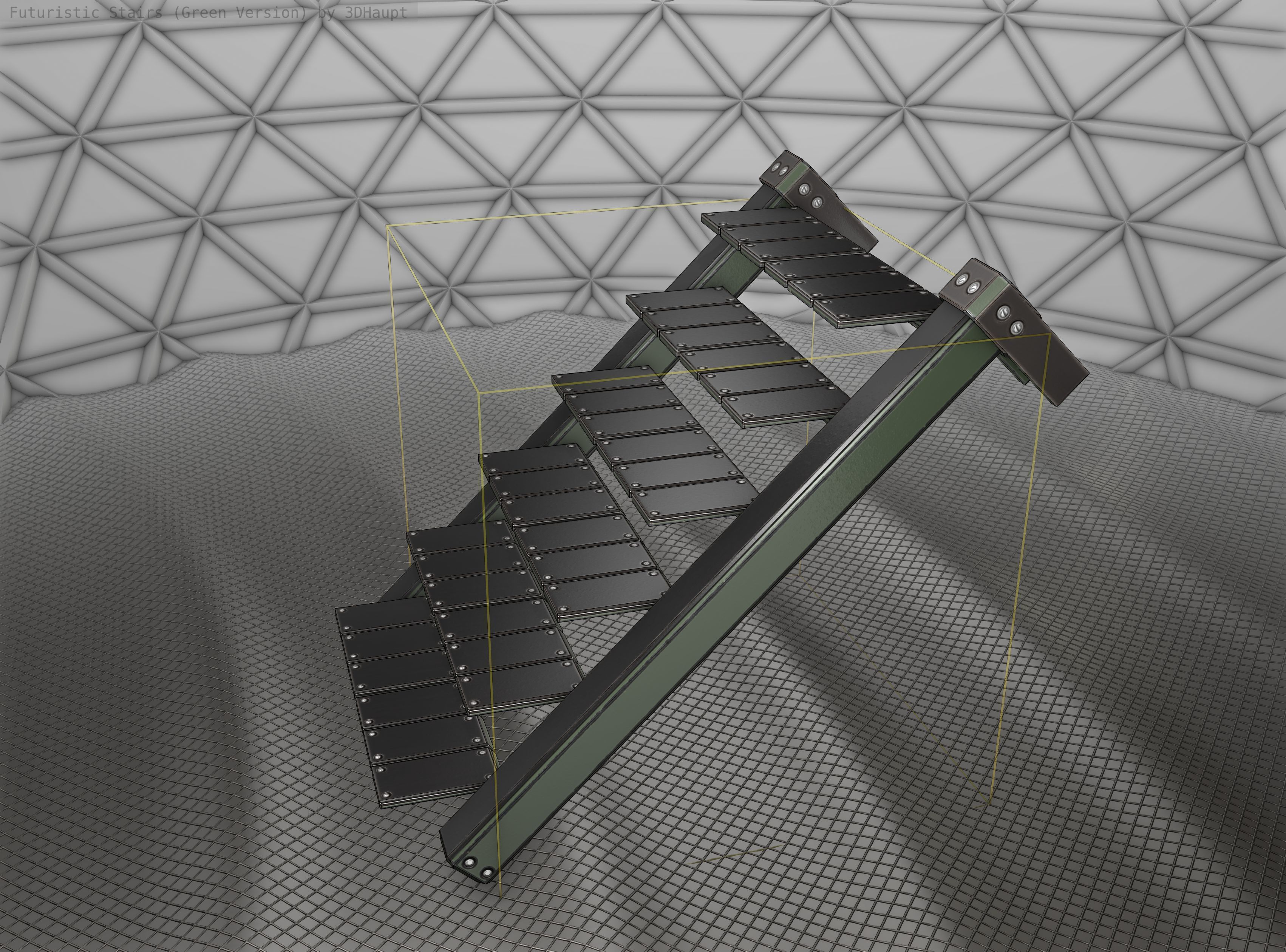 Sci-Fi Stairs - 14 - Green Version Low-poly 3D model_24