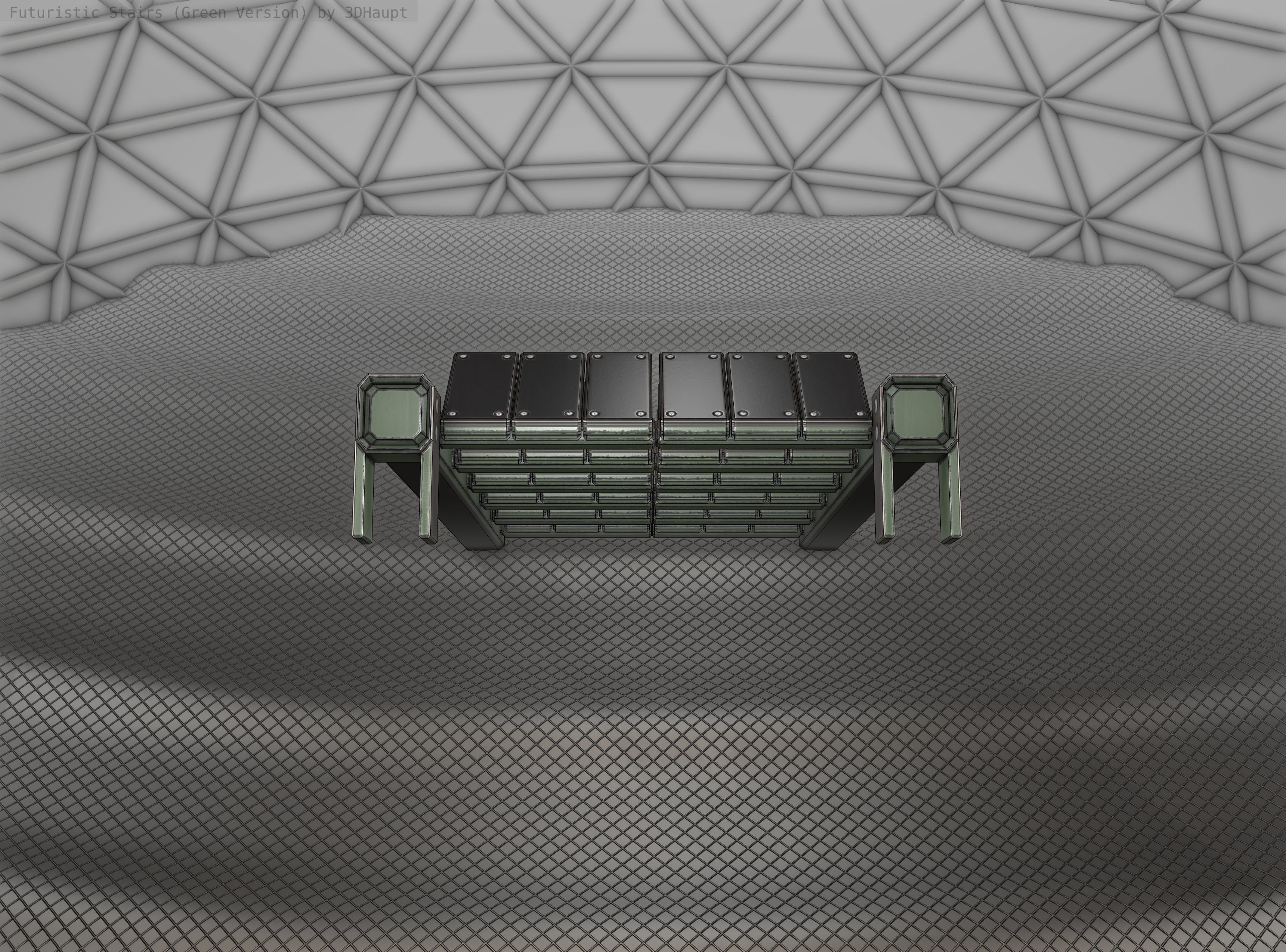 Sci-Fi Stairs - 14 - Green Version Low-poly 3D model_3