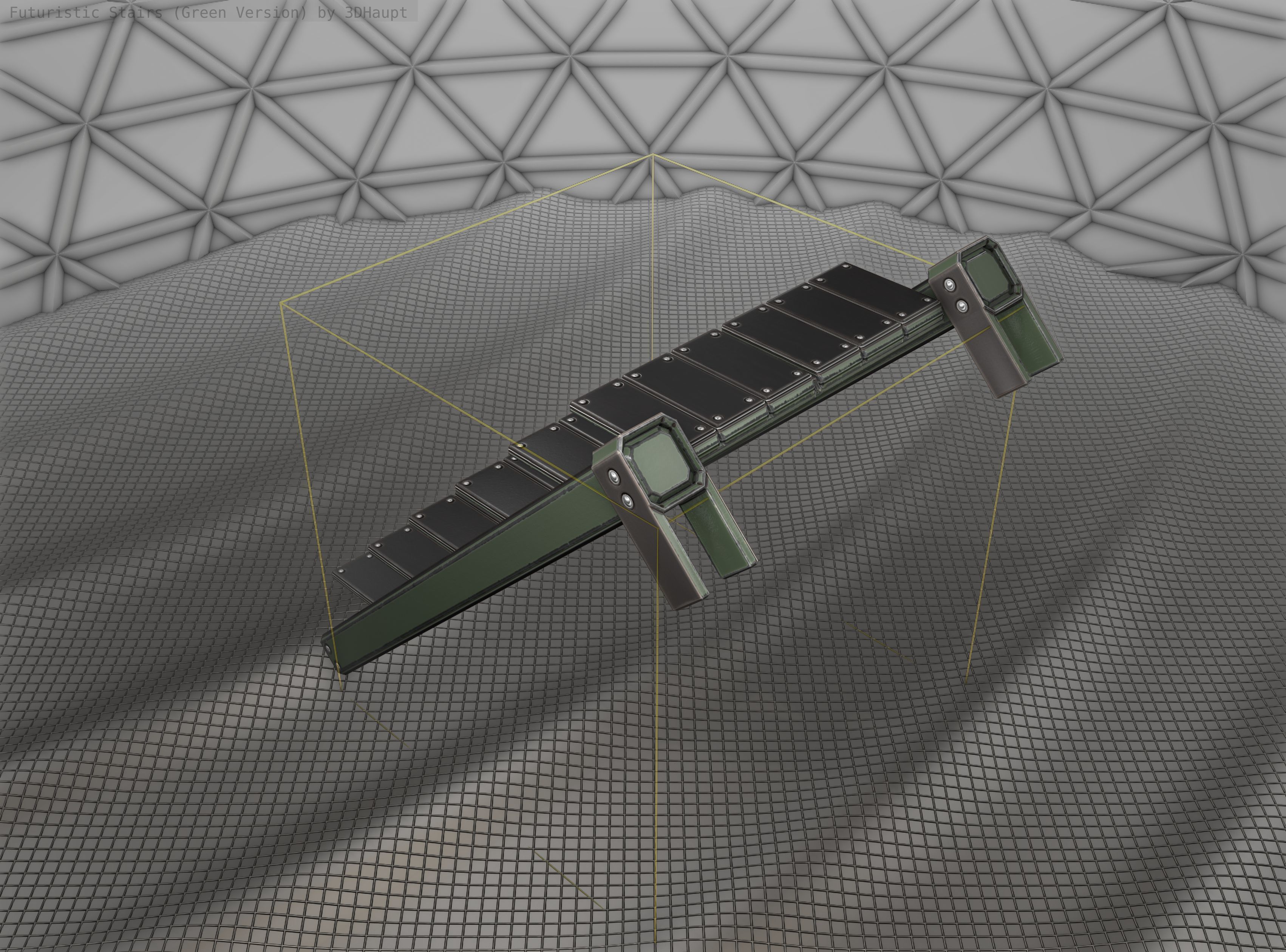 Sci-Fi Stairs - 14 - Green Version Low-poly 3D model_2