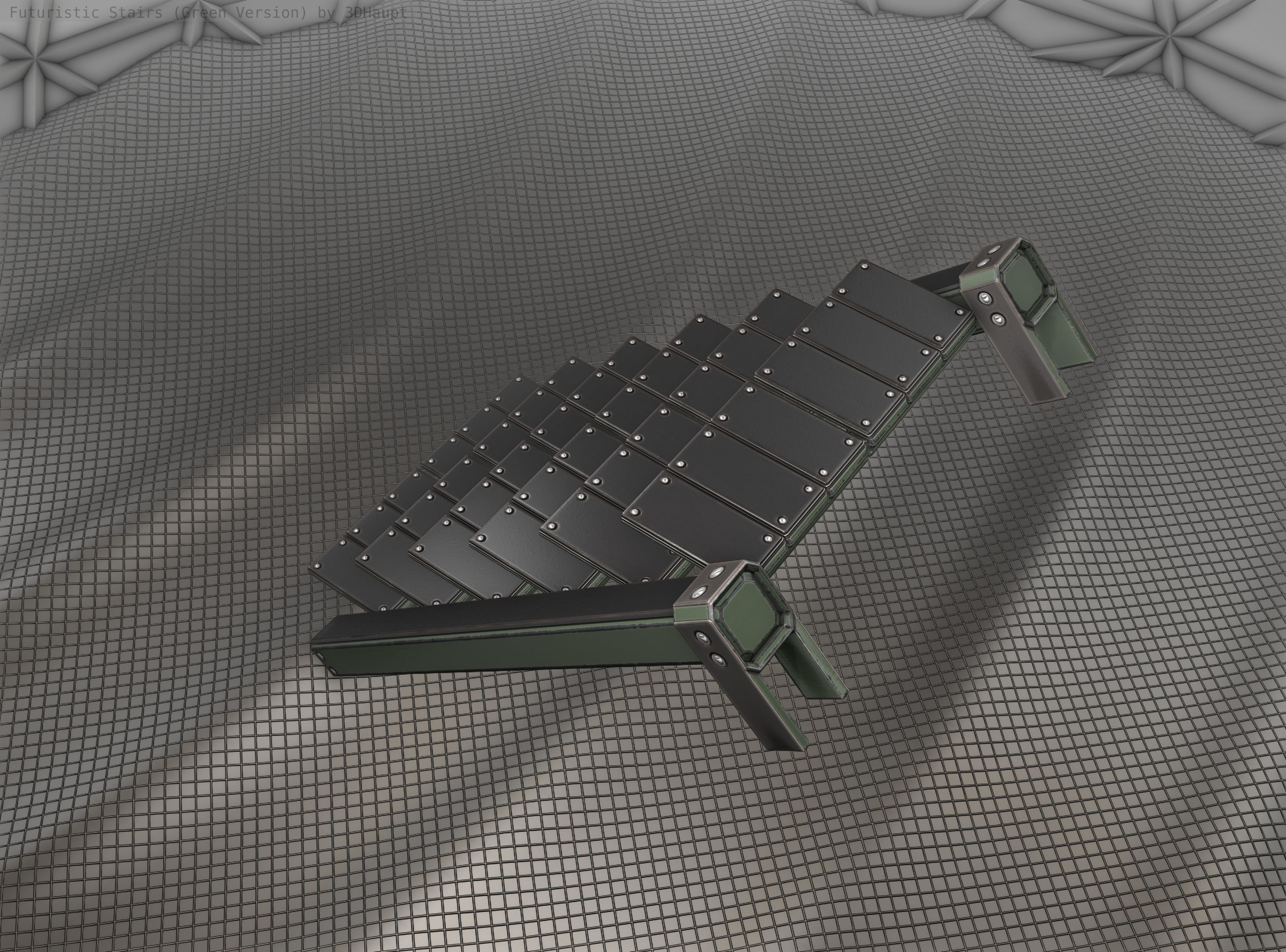 Sci-Fi Stairs - 14 - Green Version Low-poly 3D model_17
