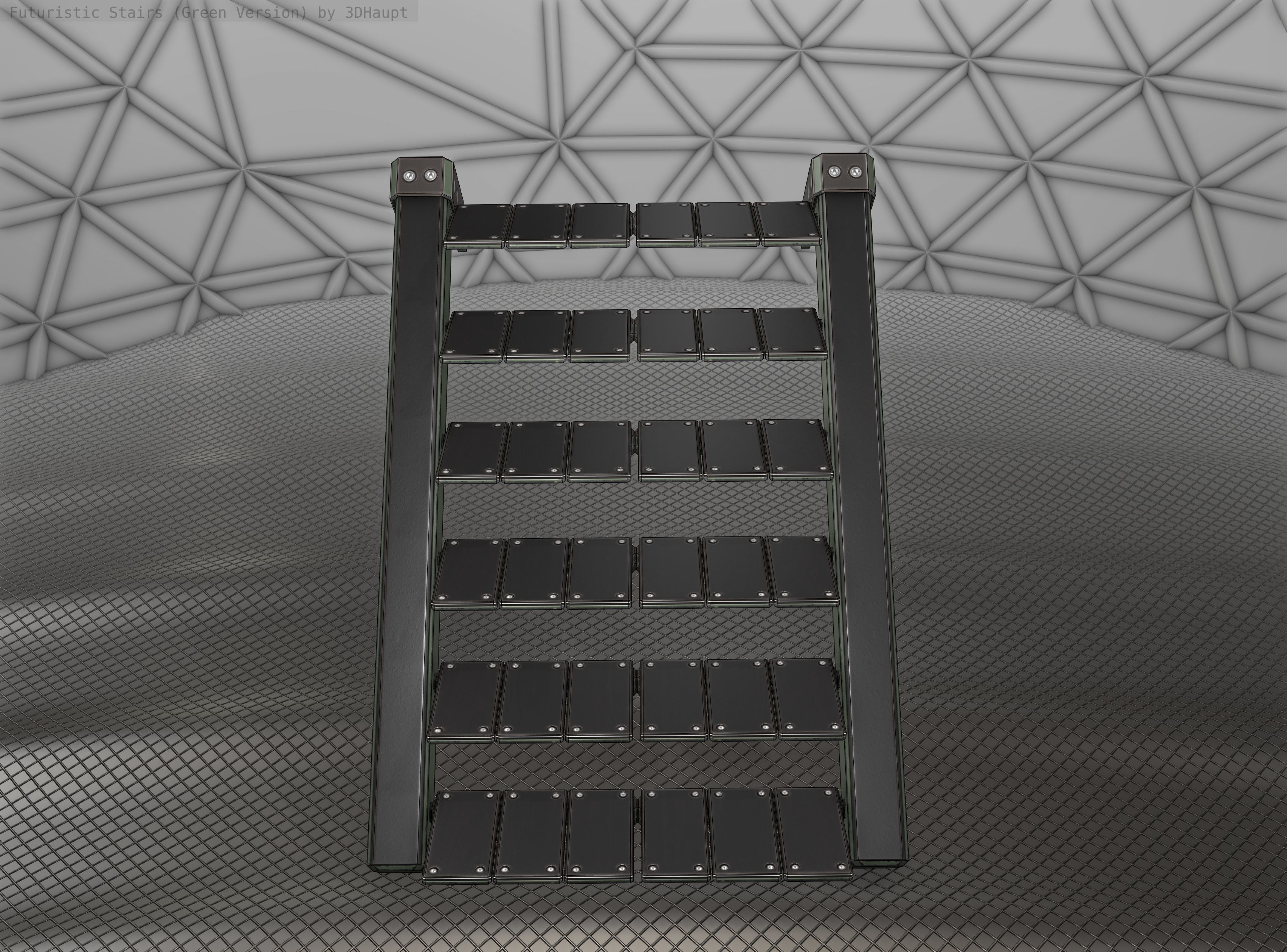 Sci-Fi Stairs - 14 - Green Version Low-poly 3D model_7