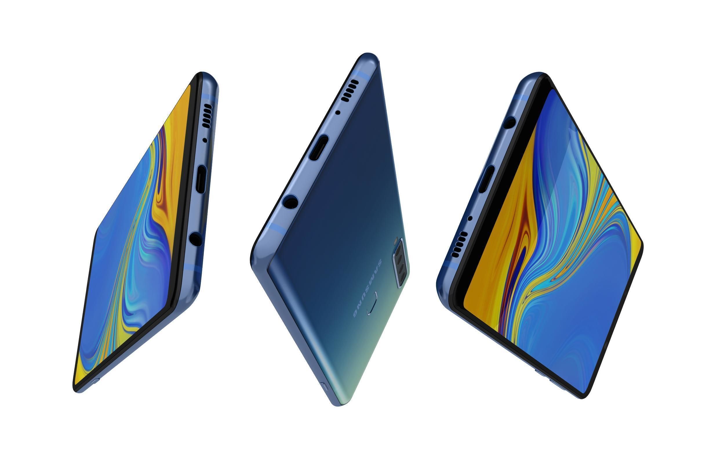 Samsung Galaxy A9 2018 Lemonade Blue 3D model_5