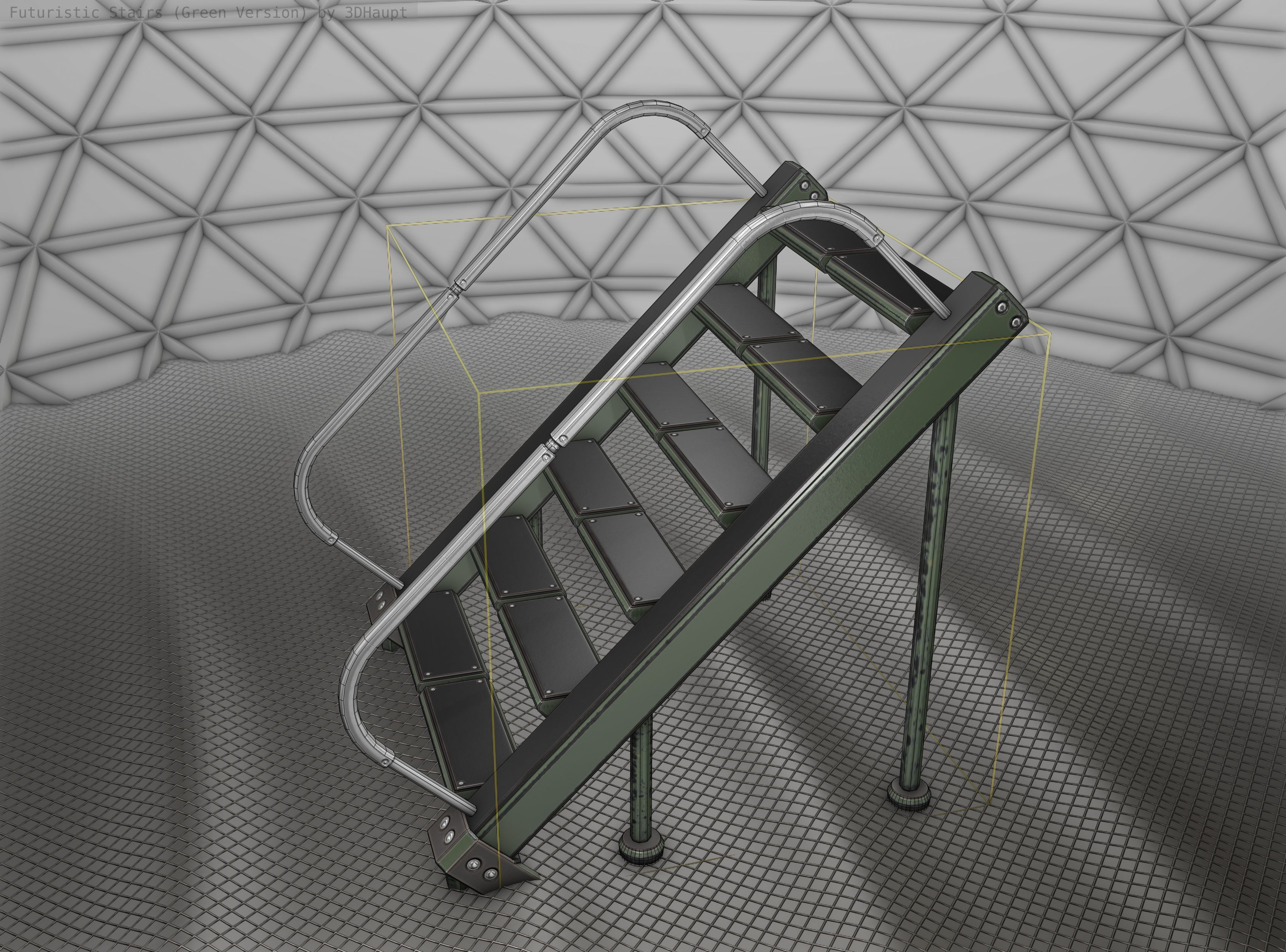 Sci-Fi Stairs - 20 - Green Version Low-poly 3D model_24