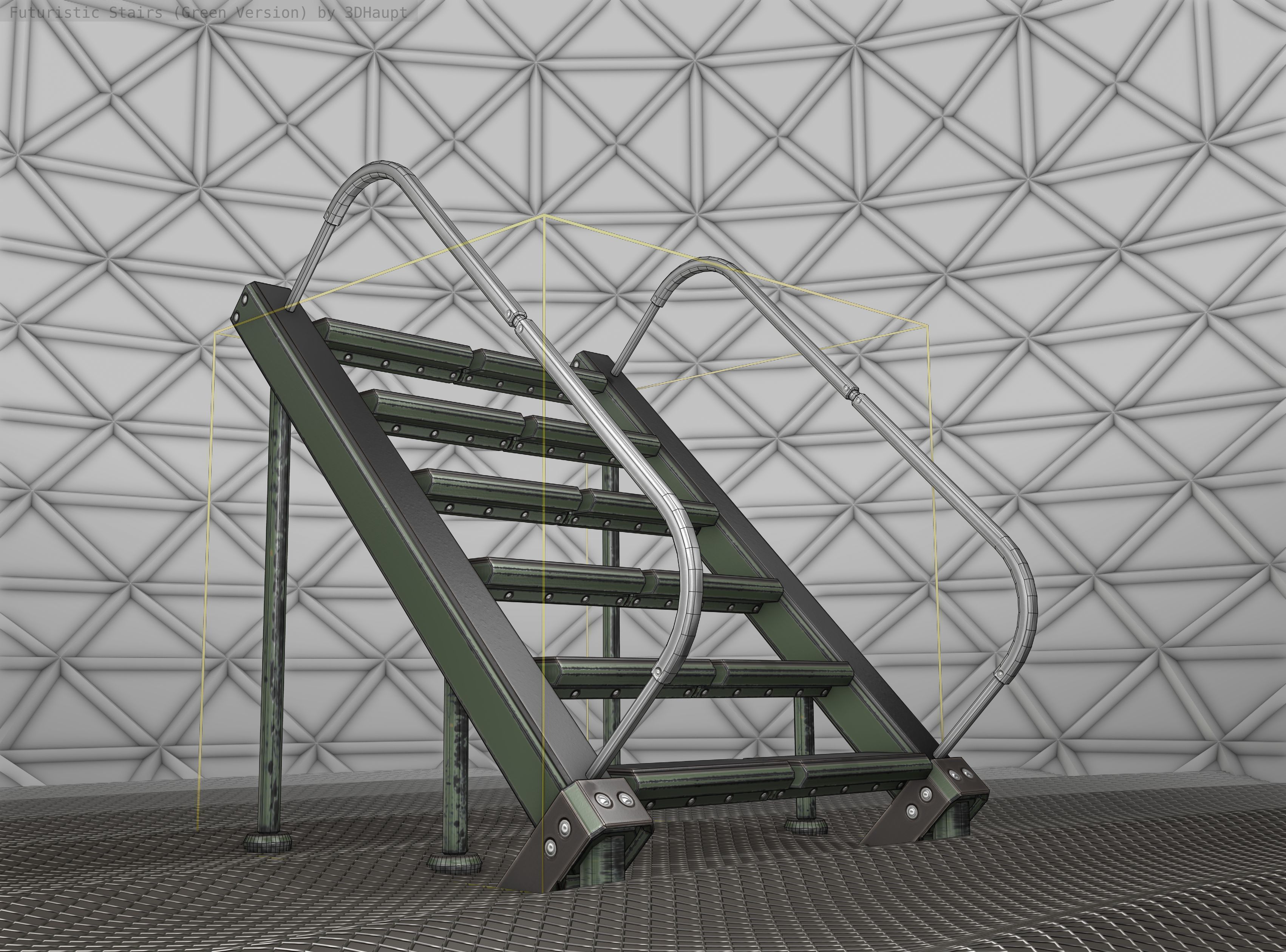 Sci-Fi Stairs - 20 - Green Version Low-poly 3D model_22