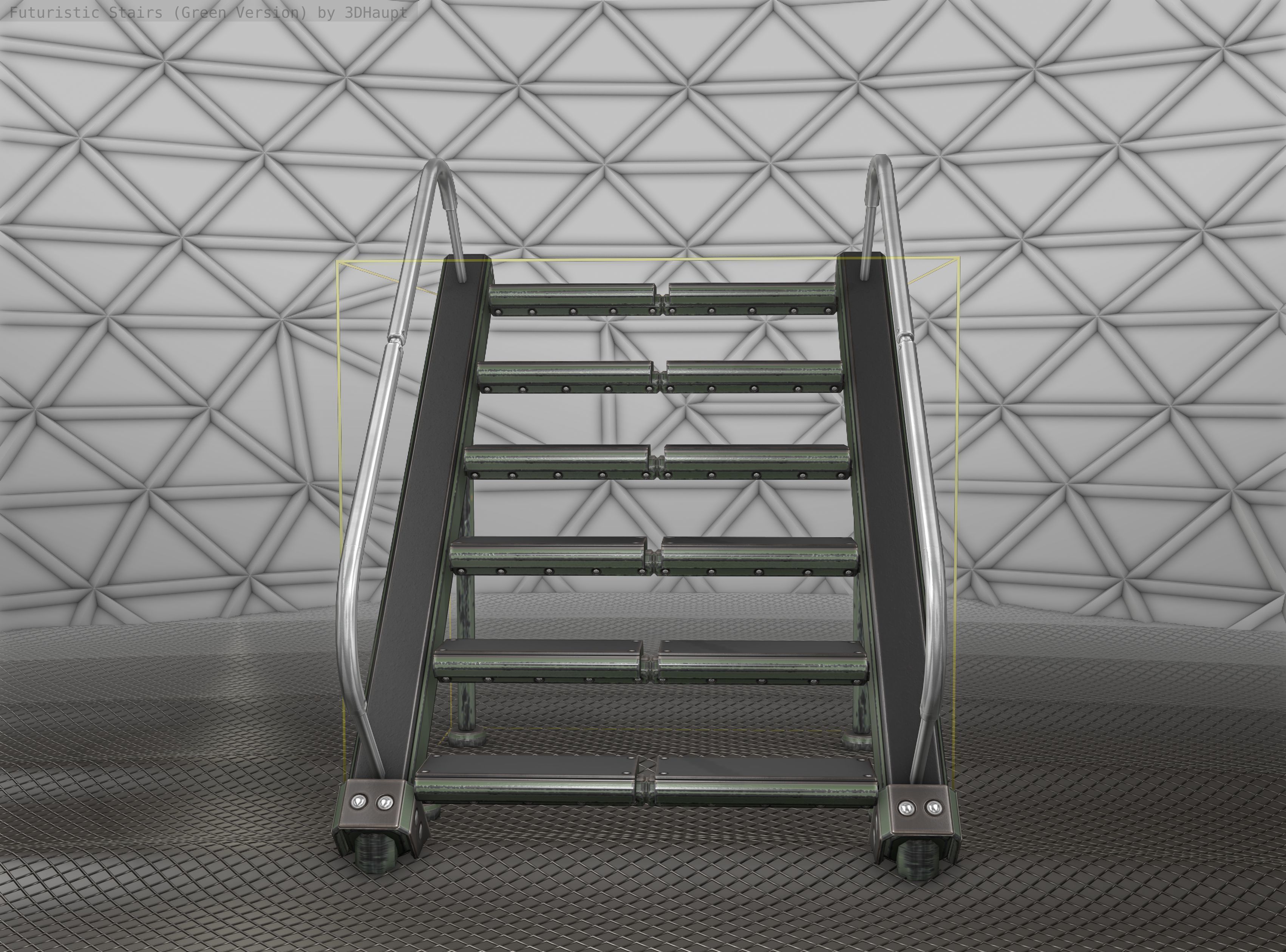 Sci-Fi Stairs - 20 - Green Version Low-poly 3D model_14