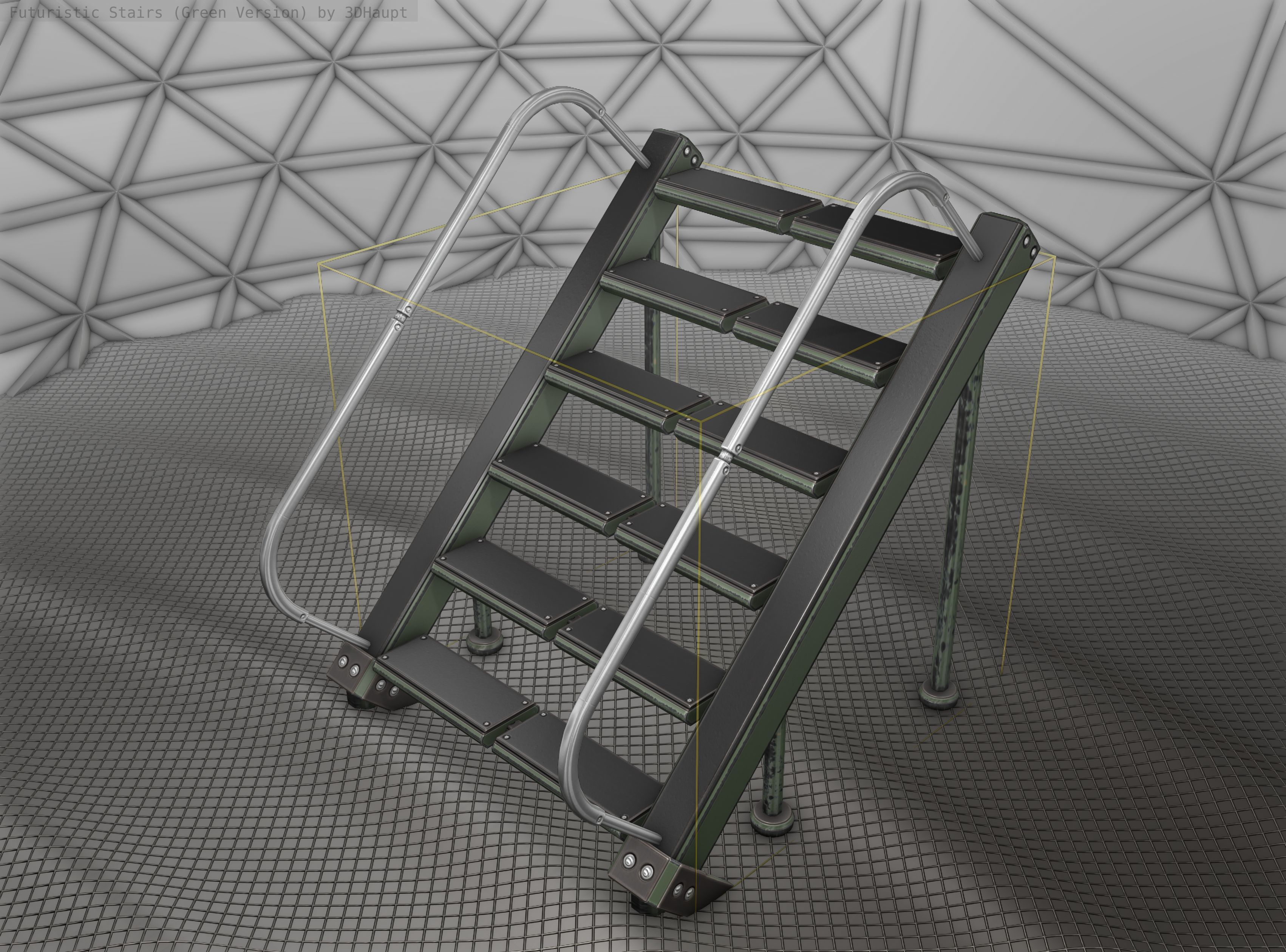 Sci-Fi Stairs - 20 - Green Version Low-poly 3D model_8