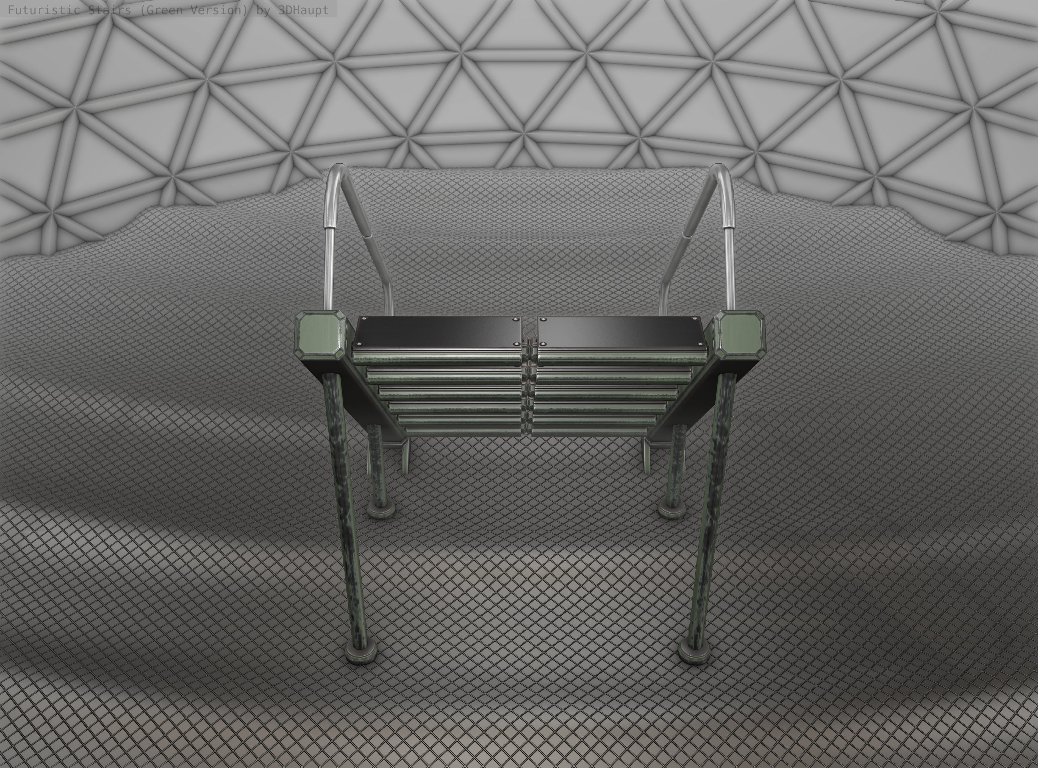 Sci-Fi Stairs - 20 - Green Version Low-poly 3D model_3