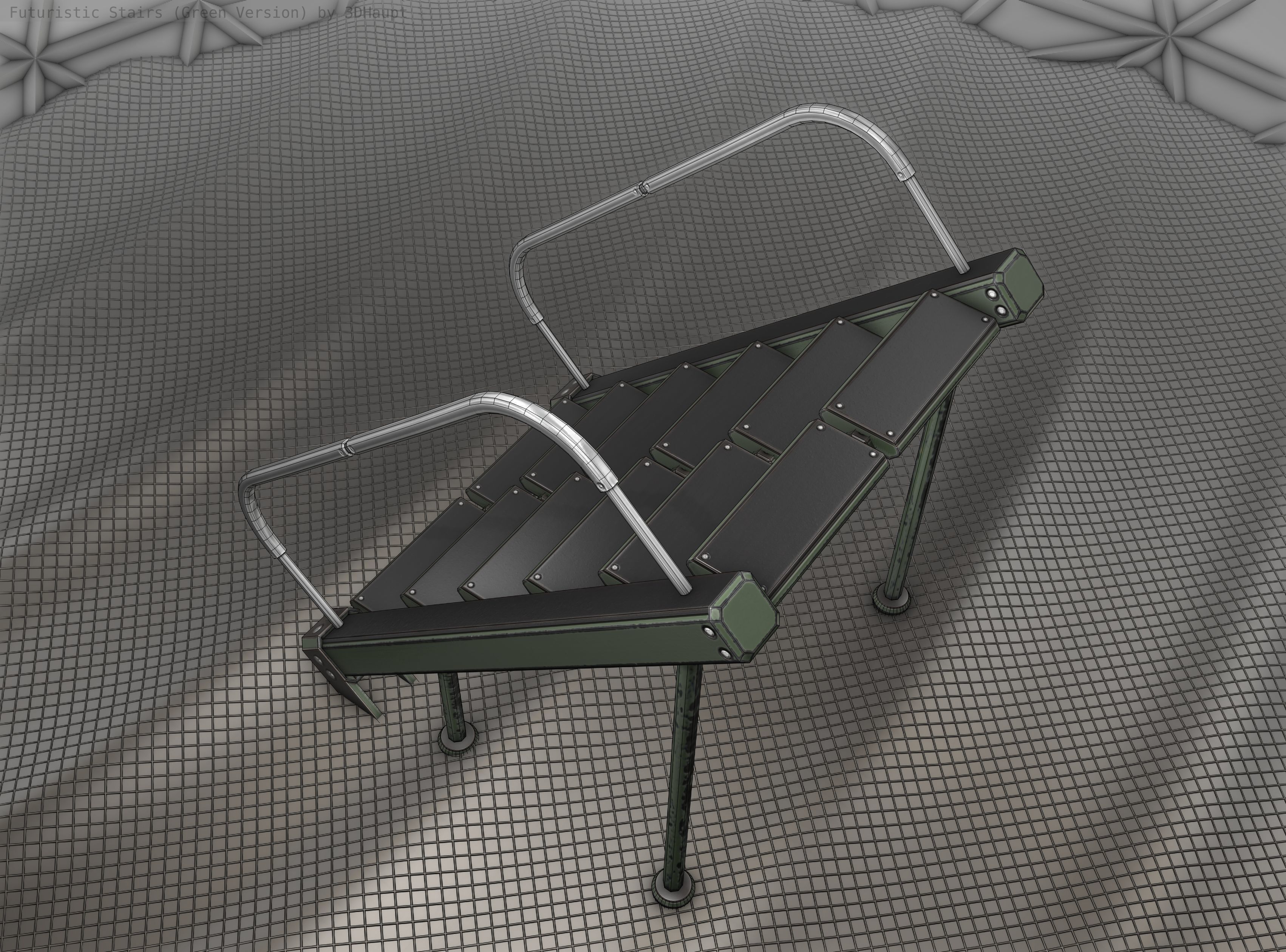 Sci-Fi Stairs - 20 - Green Version Low-poly 3D model_17