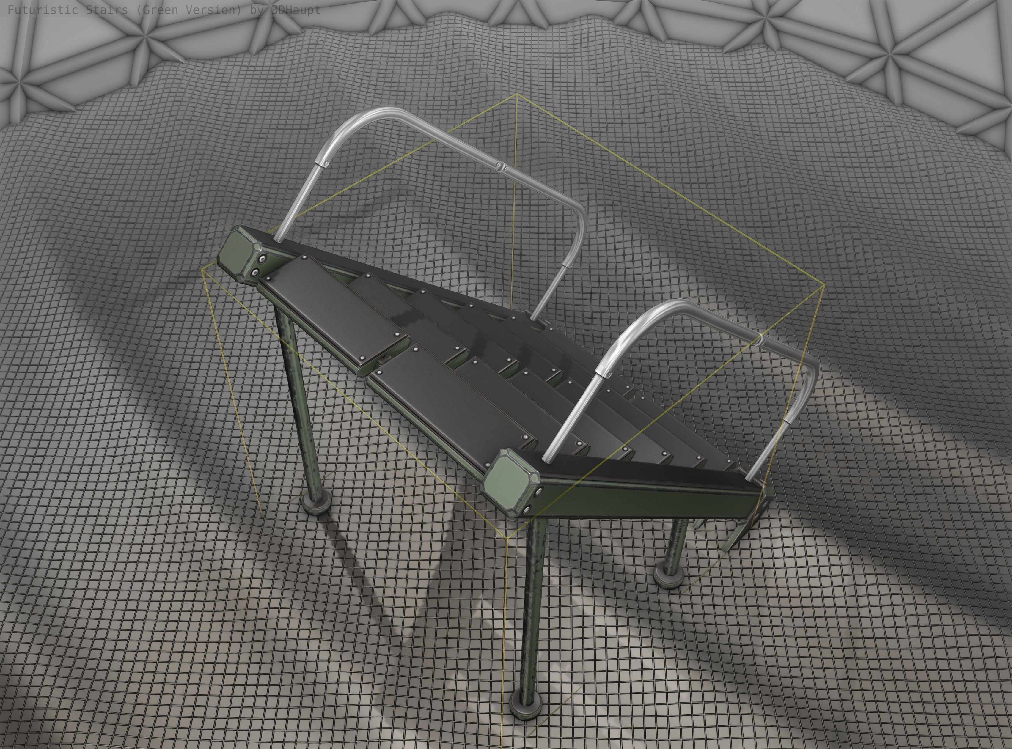 Sci-Fi Stairs - 20 - Green Version Low-poly 3D model_18