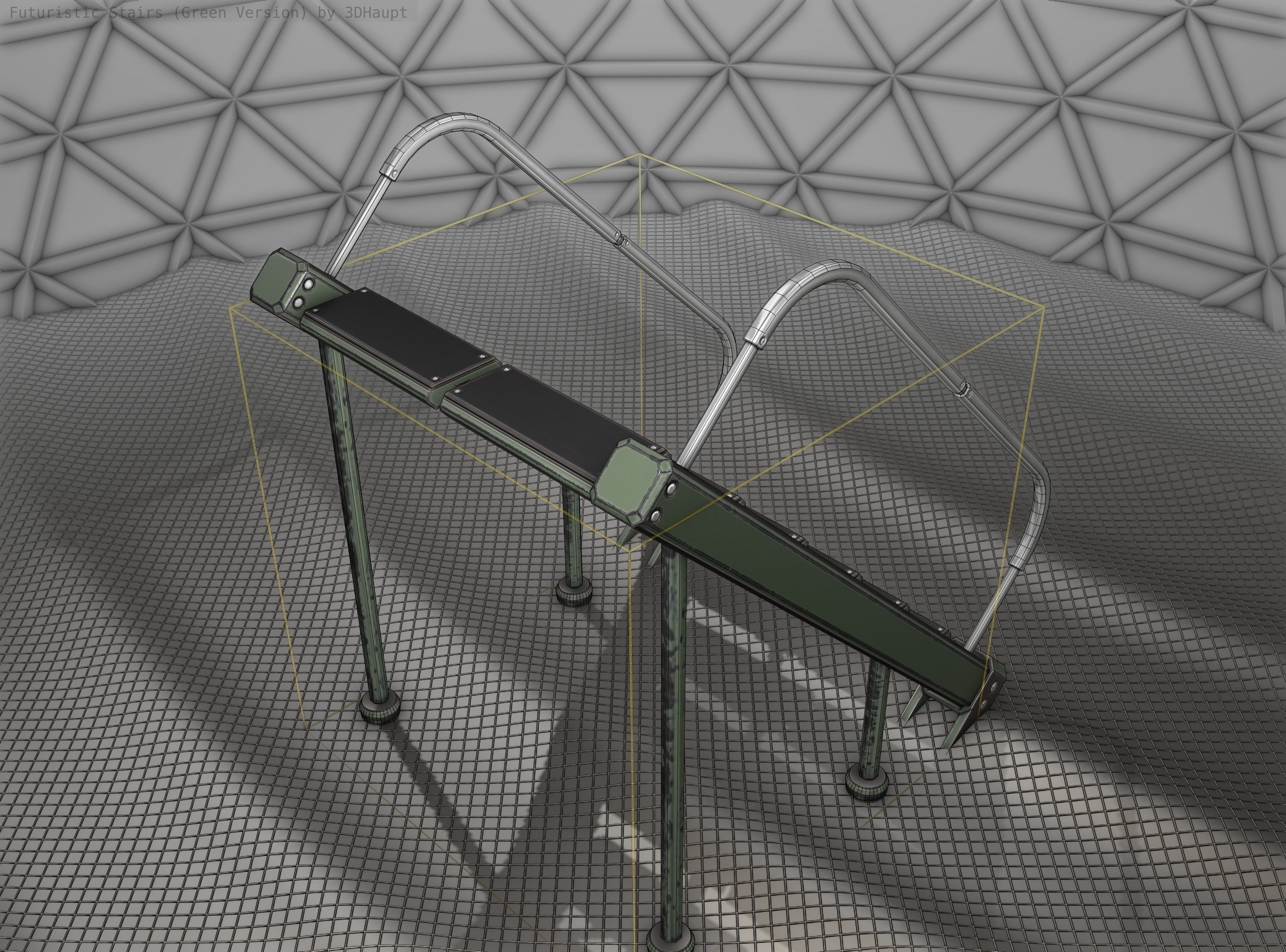 Sci-Fi Stairs - 20 - Green Version Low-poly 3D model_4