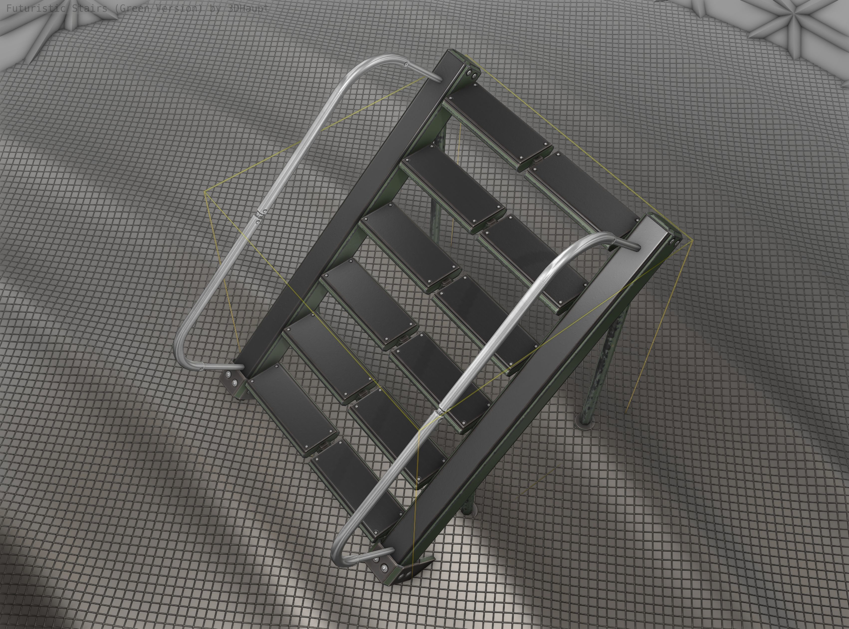 Sci-Fi Stairs - 20 - Green Version Low-poly 3D model_16